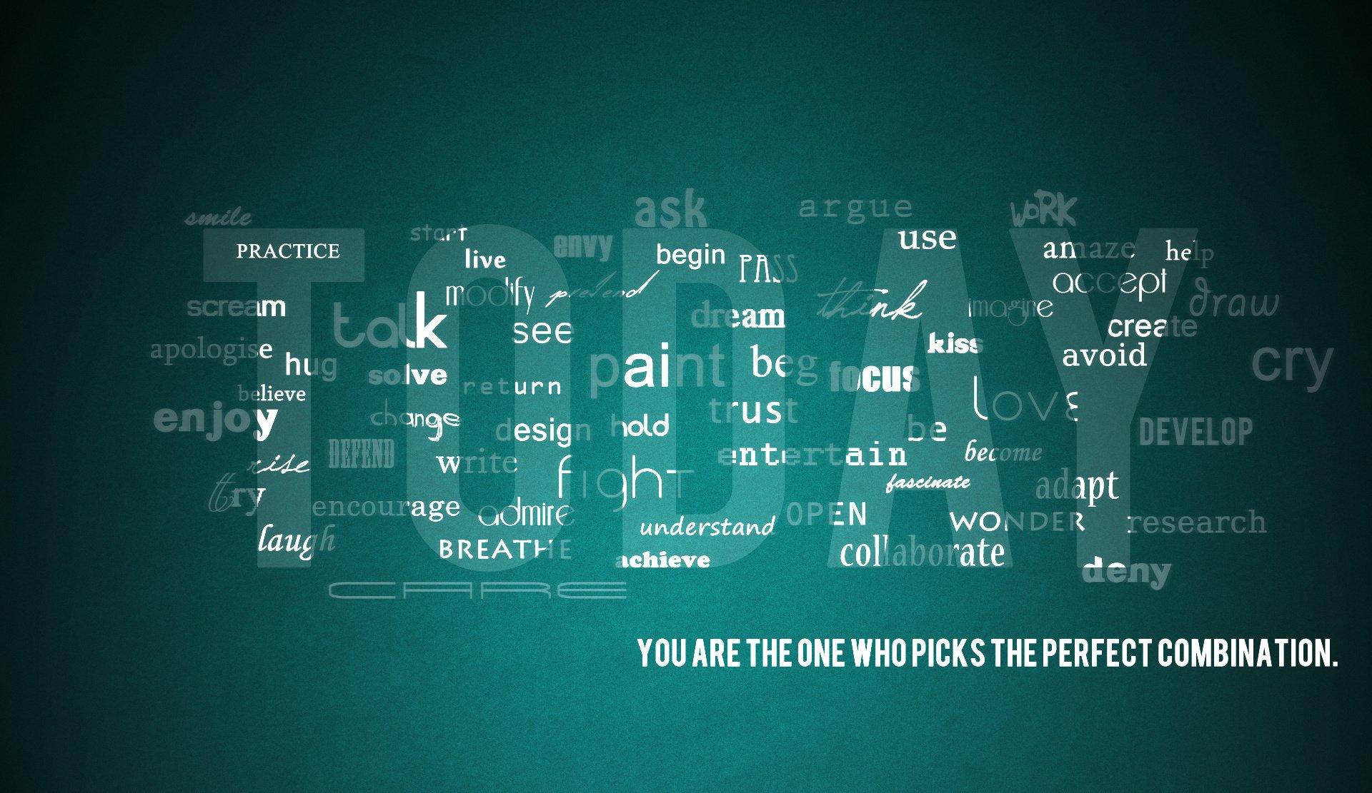 The word today from words on a green background