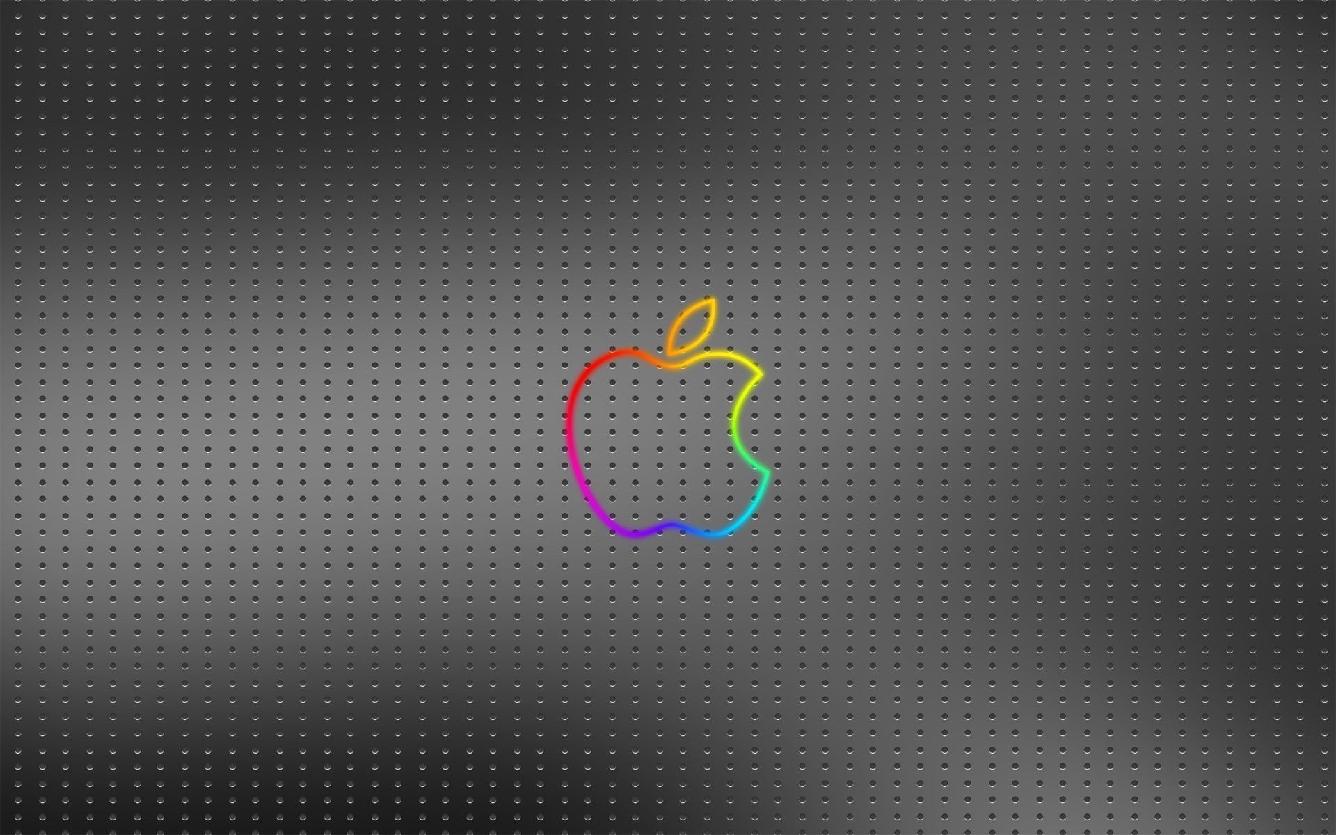 Multicolored apple logo on aluminum mesh