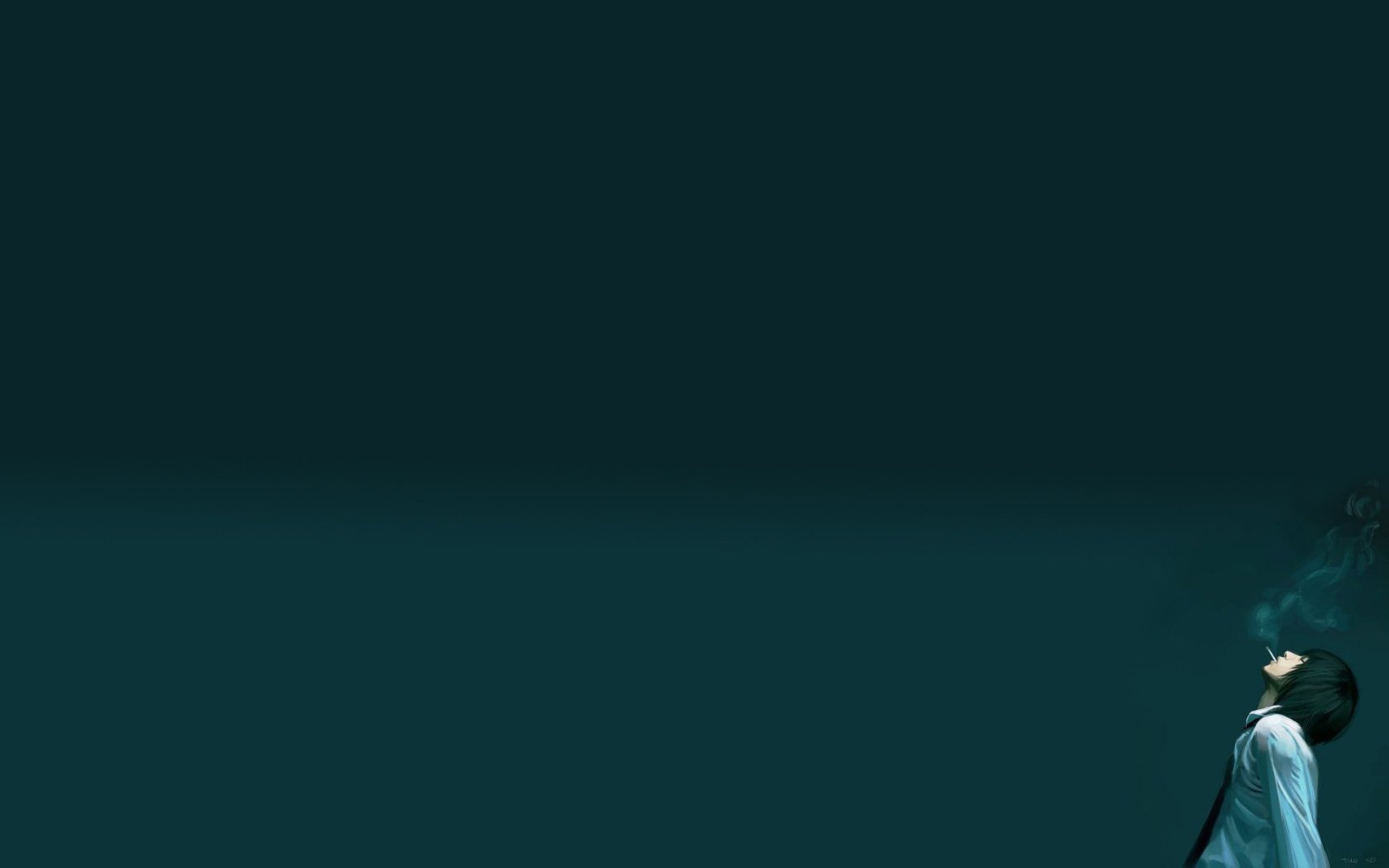 Smoking anime boy in the corner