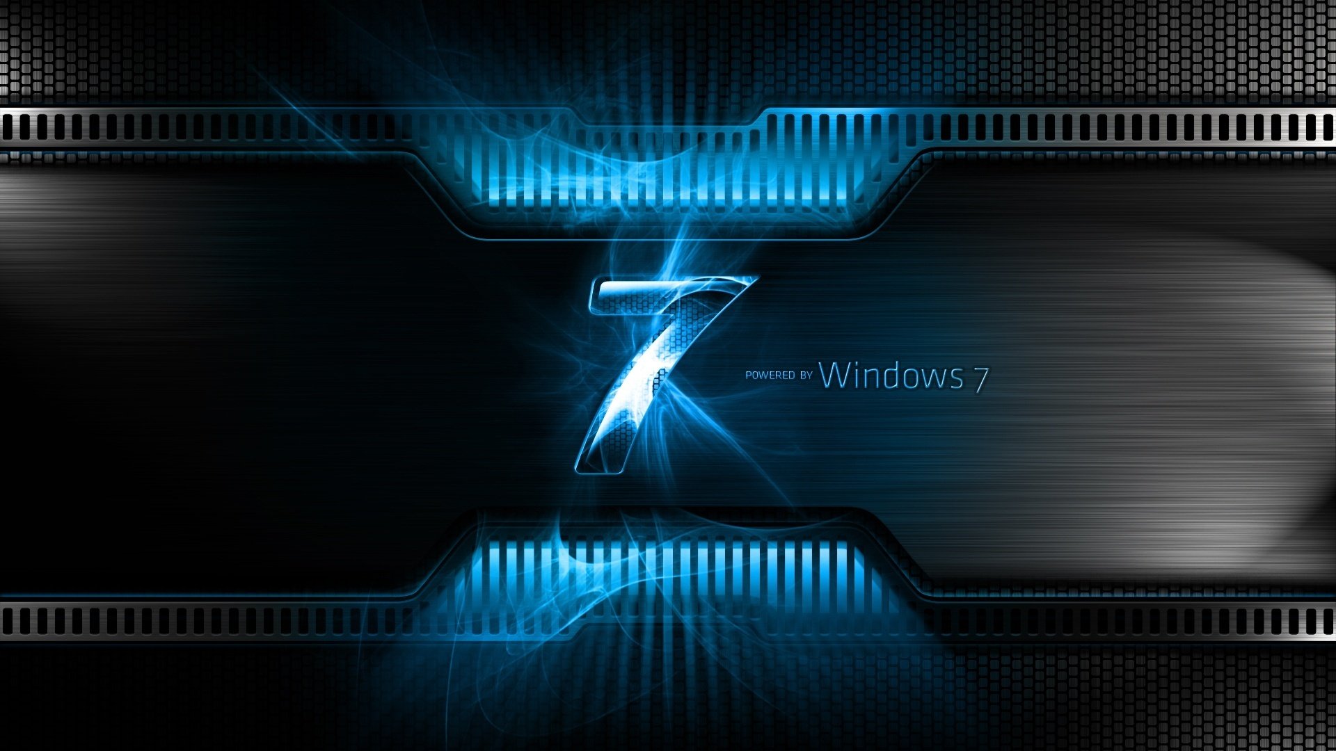 Blue Windows 7 on a grid background