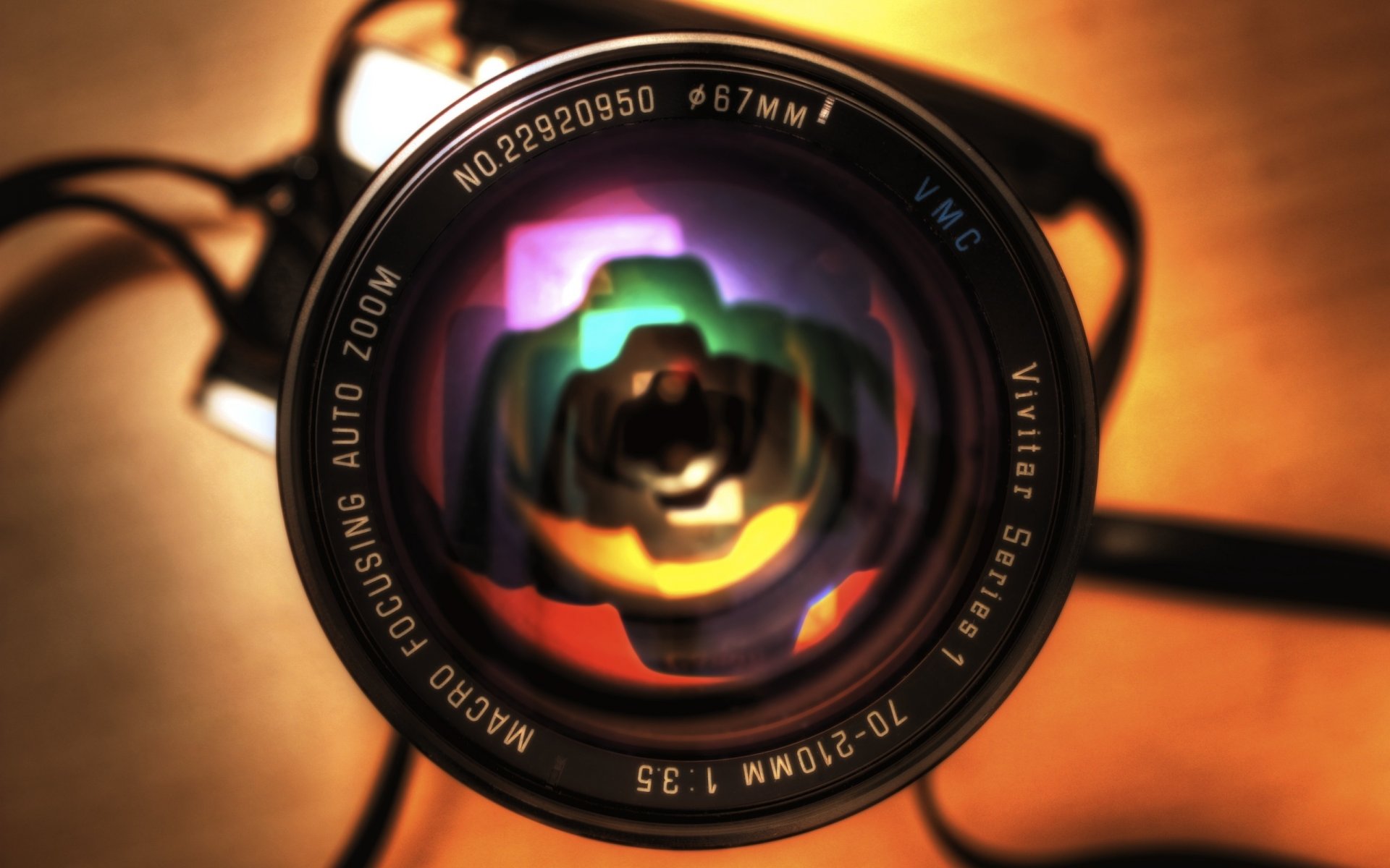 Multicolored reflection in the camera lens