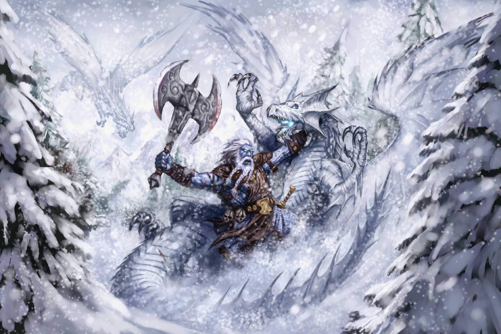 fantasy winter dragon battle warrior runelords
