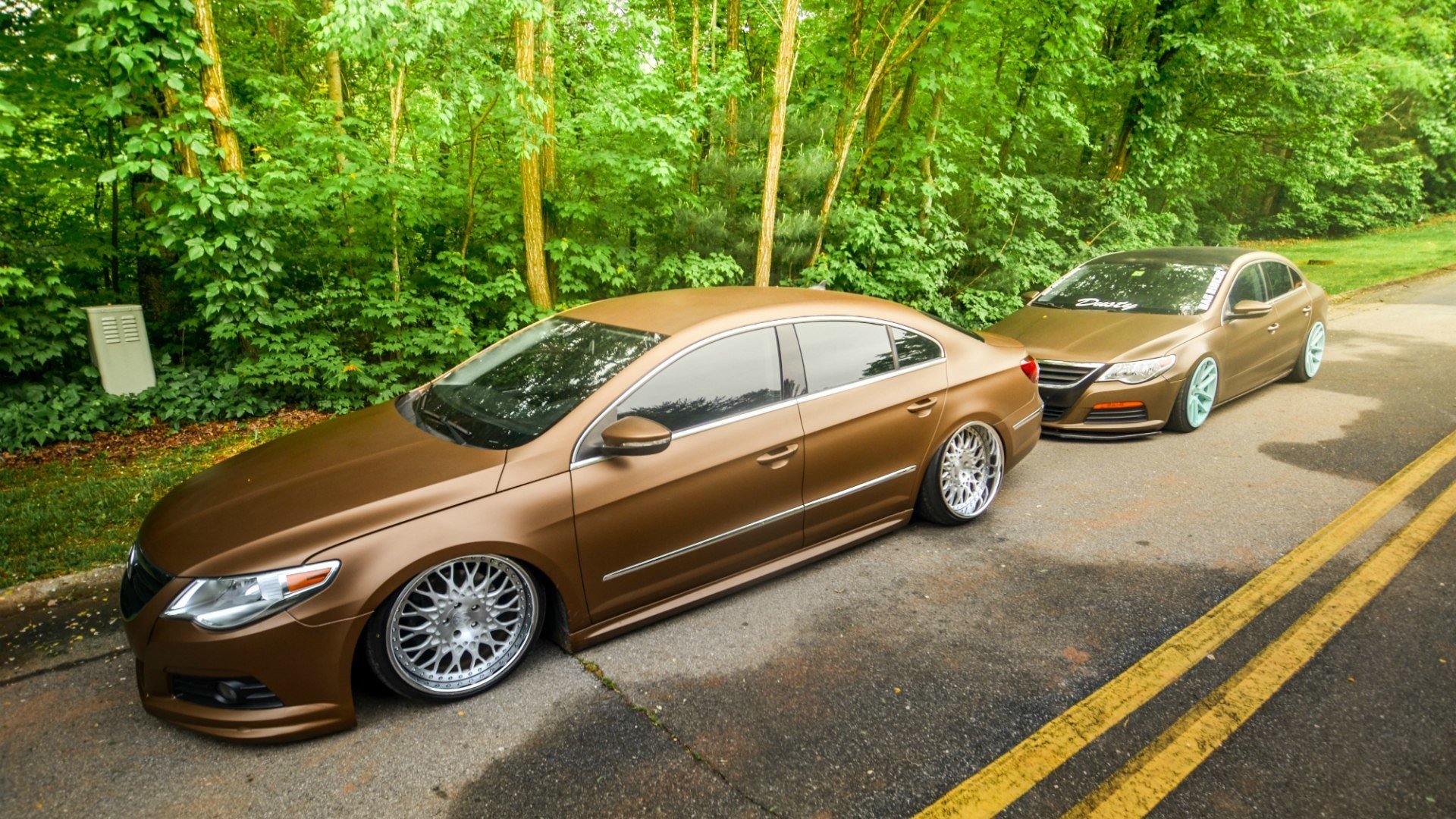 volkswagen passat pair forest two machinery planted bpan road