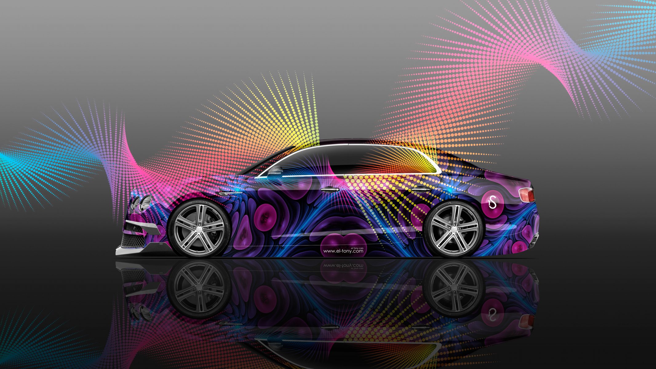 tony kokhan bentley startech side super abstract wallpaper aerography car el tony cars design art style photoshop multicolors gray black violet pink yellow tony cohan starteh a side view airbrush mult