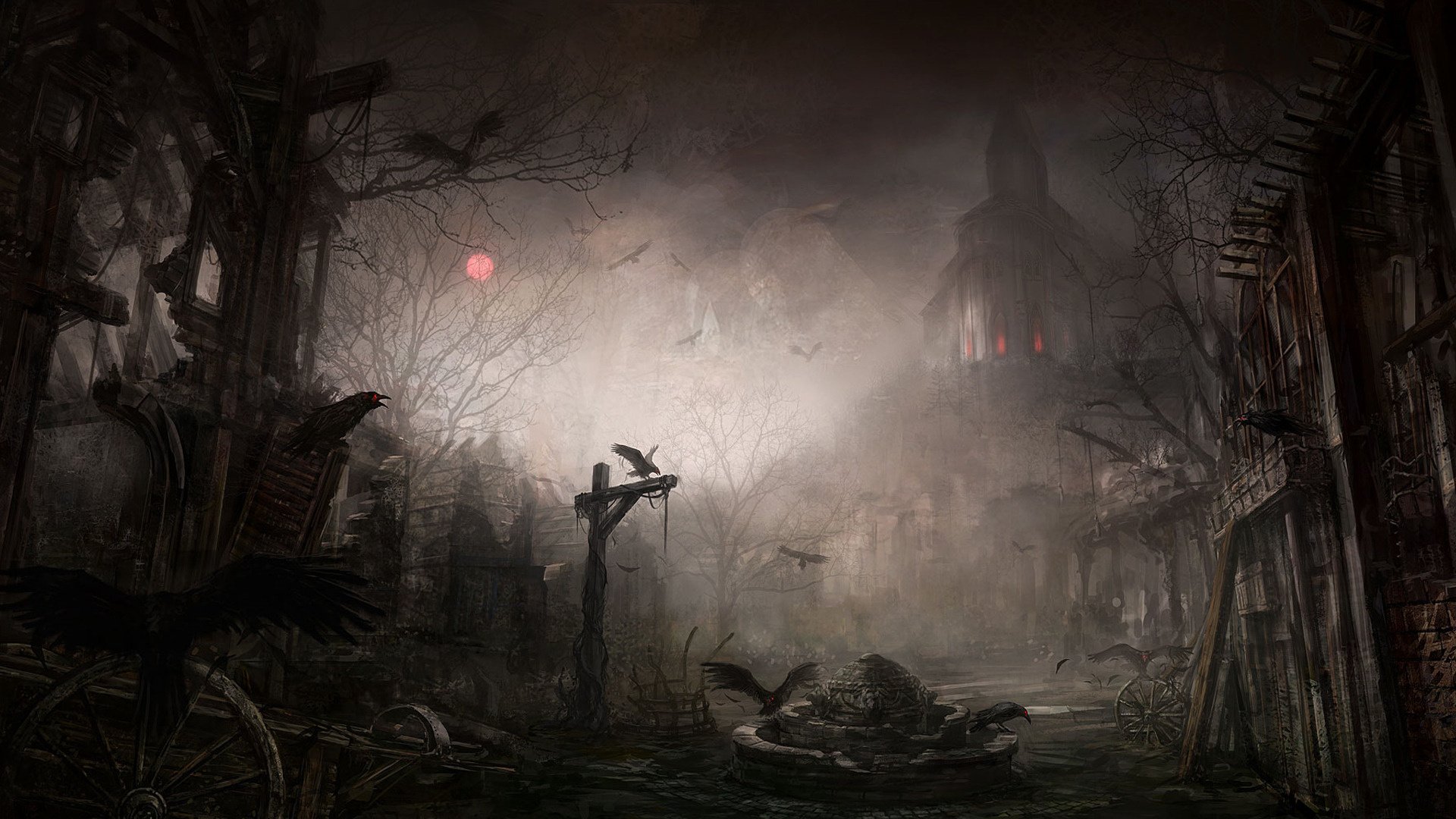 The sinister night city of the game Diablo 3