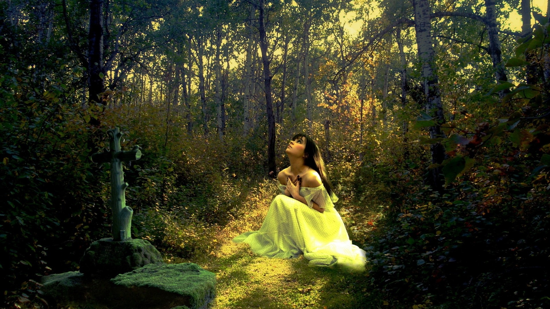 a woman sexy mig- 15 girl brunette tree forest