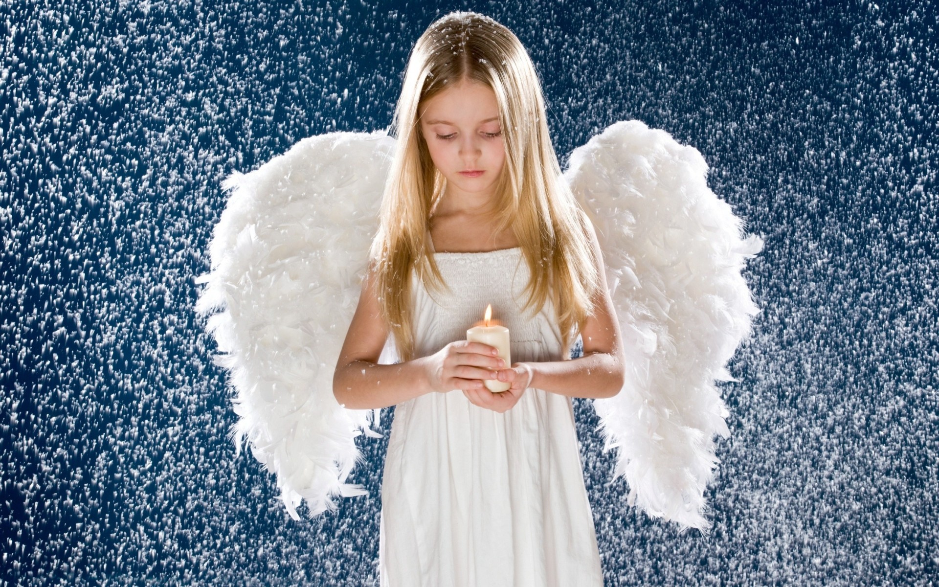 girl candle angel snow child wings