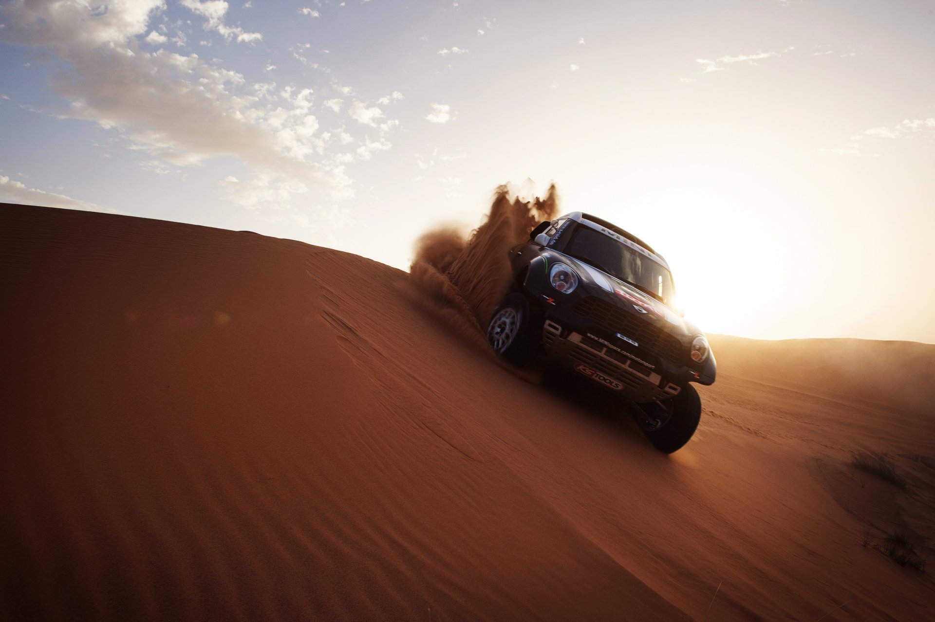 mini mini cooper dakar x-raid rally suv 2014 race sports car dune sand sun light black