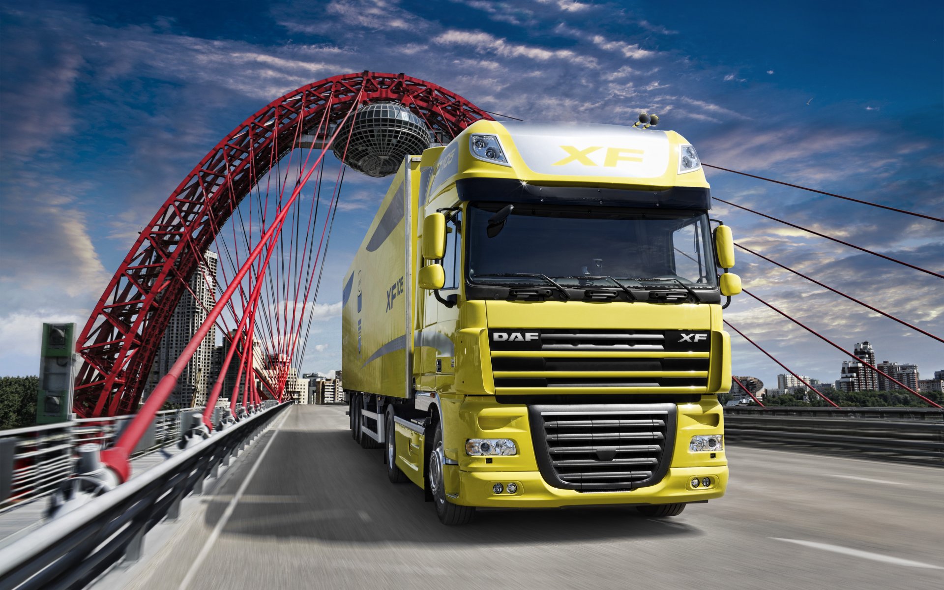 daf xf105 truck wallpapers iksef tractor semi-trailers bridge wallpaper