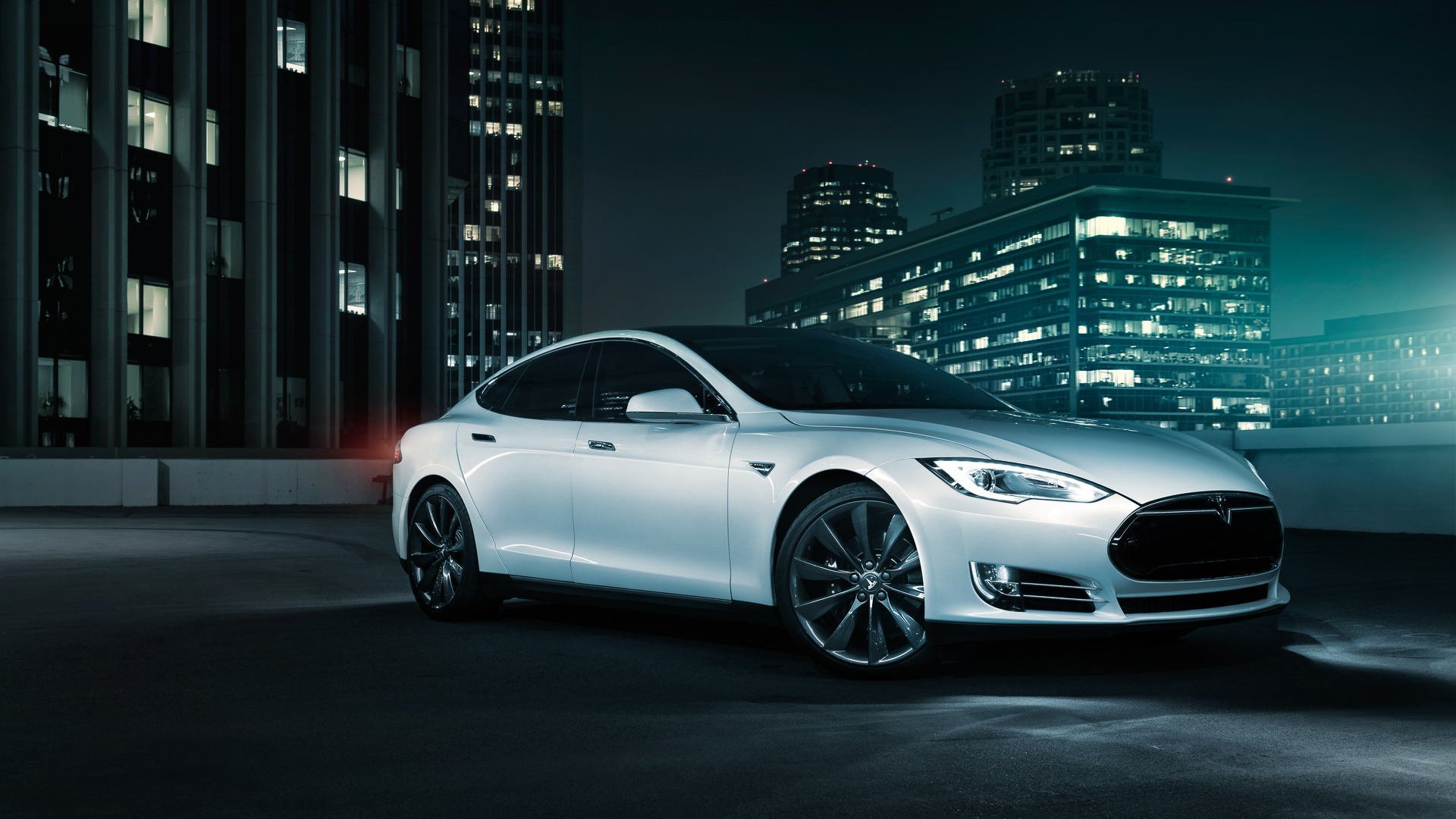 tesla model s white dejan sokolovski electric night