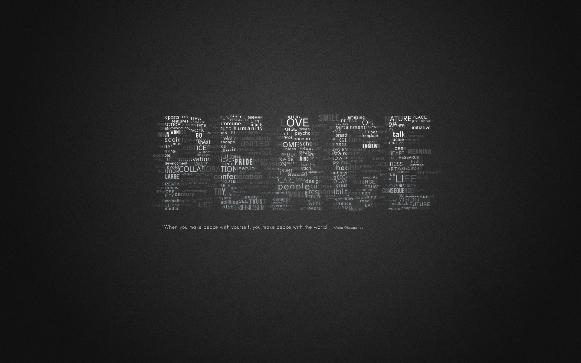 Peace made up of different words