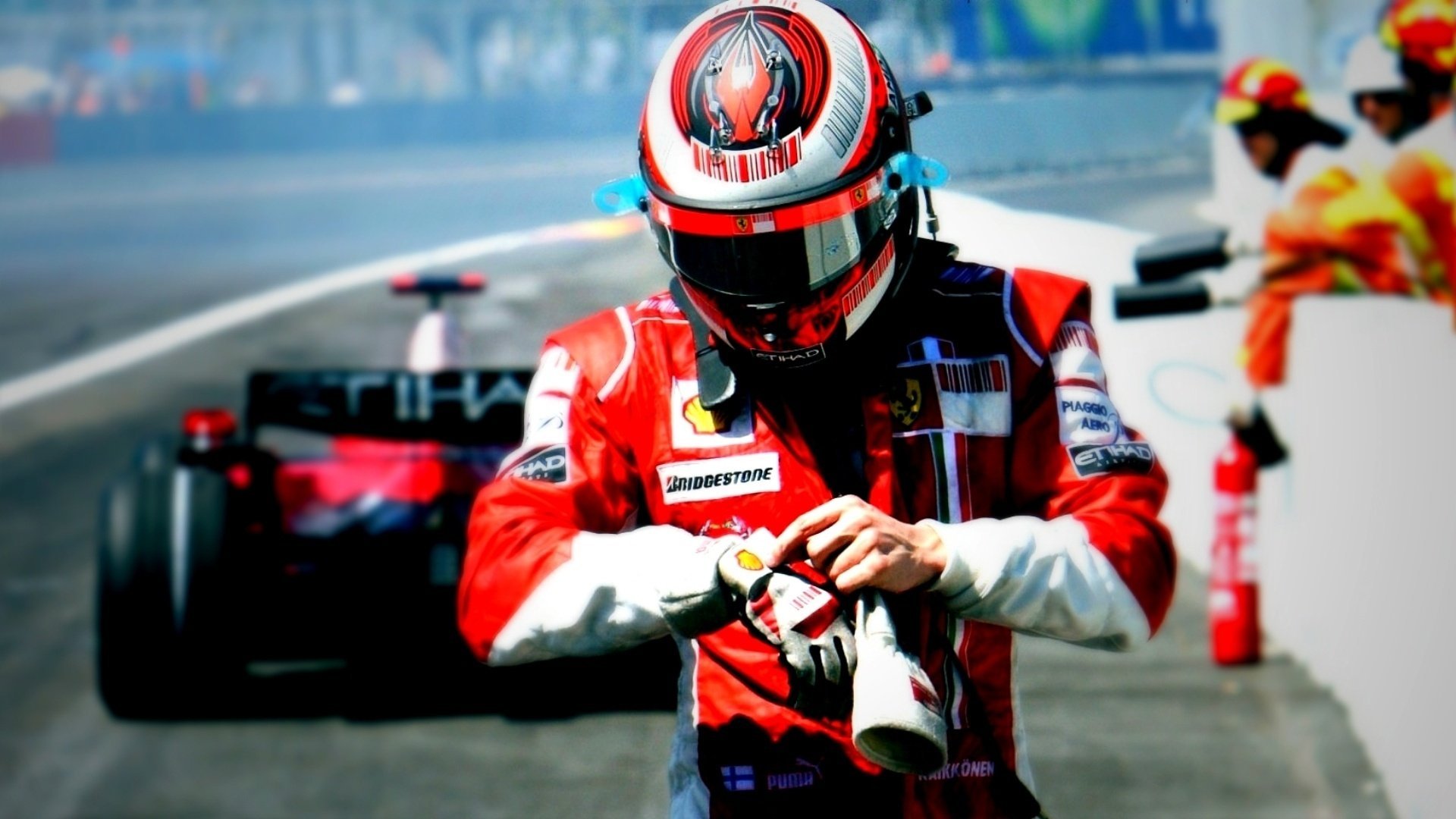 Formula 1 Championship. A racer in uniform