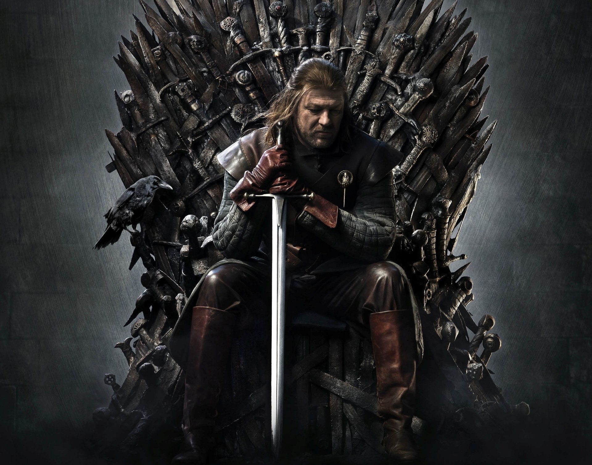 A man with a sword on the throne from the TV series Game of Thrones