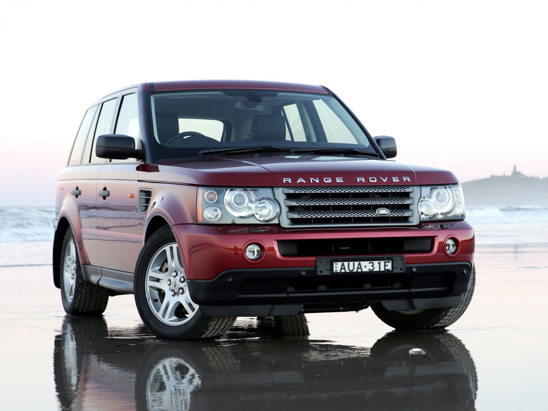 land rover range rover sport ranged rover jeep front reflection
