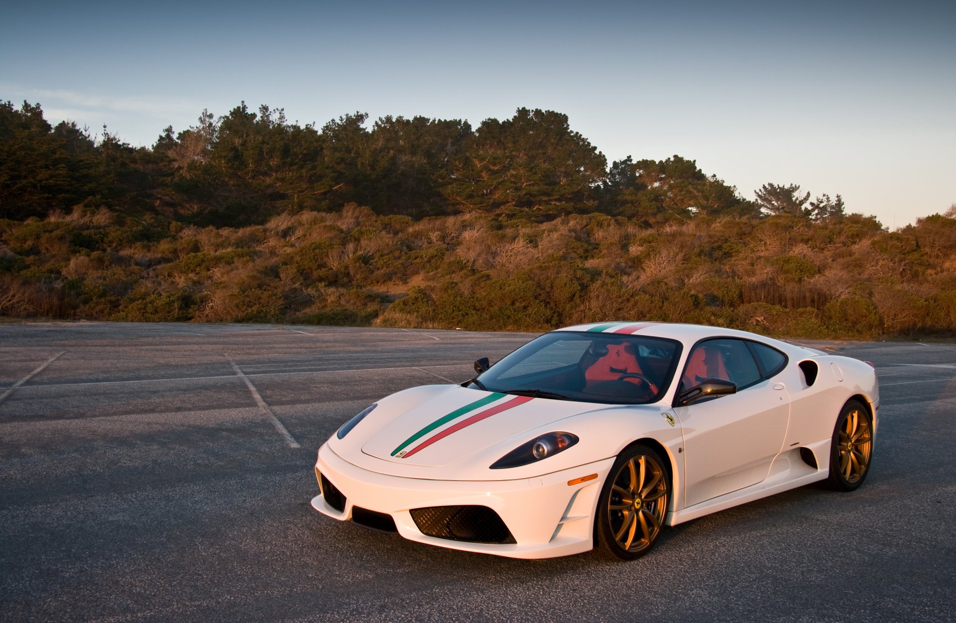 ferrari f430 scuderia white scuderia view night shadow