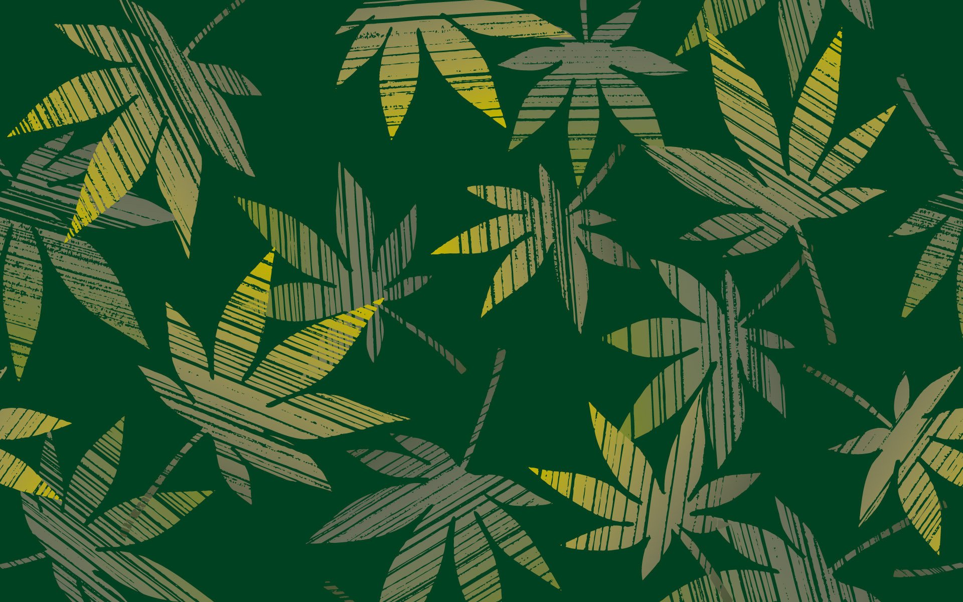Themed green wallpaper. Leaves, hemp, soft color
