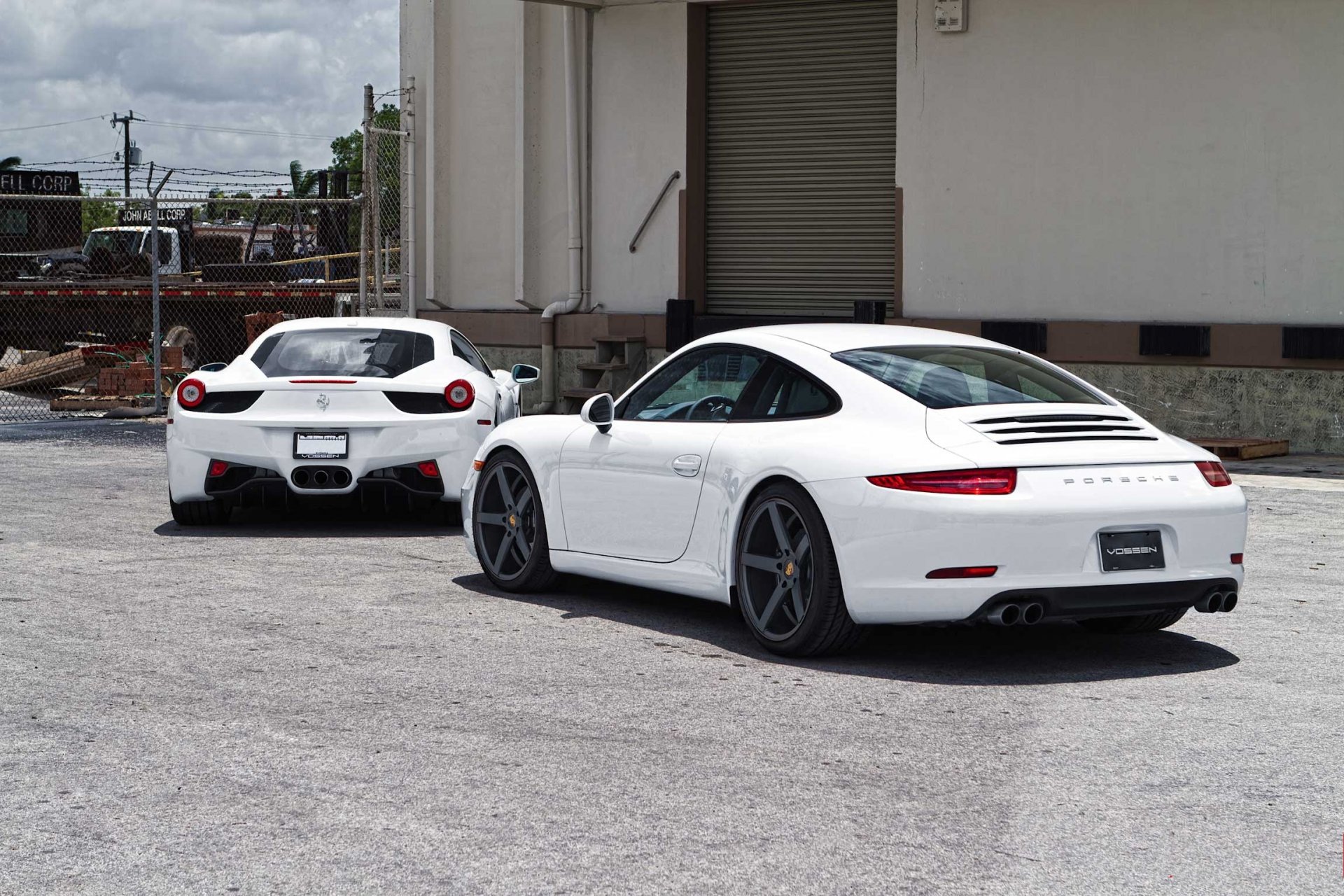 porsche 911 carrera ferrari 458 italia white carrera italy rear view