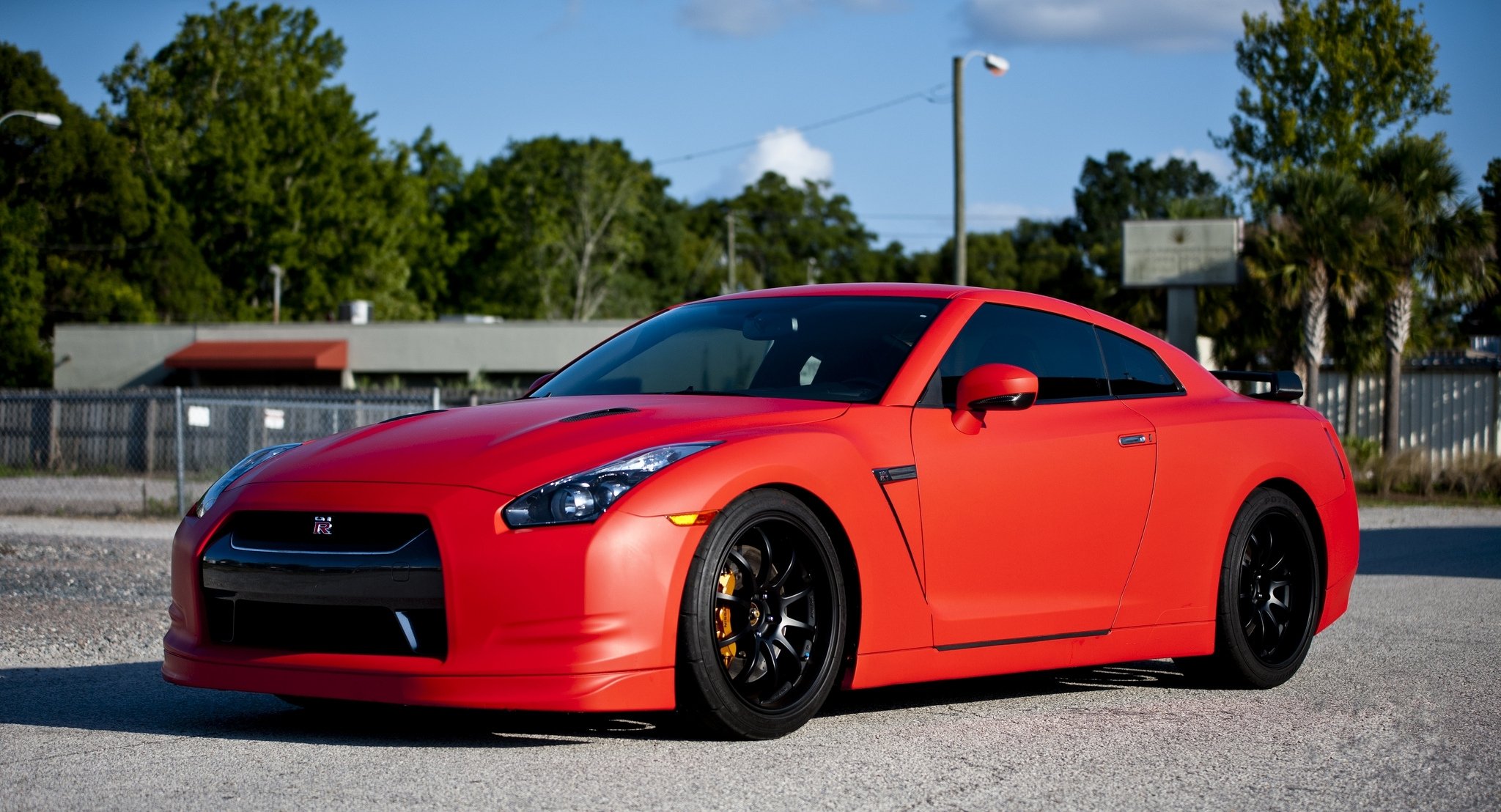 nissan gtr red matte wheels black gad red matte drives toning sky tree