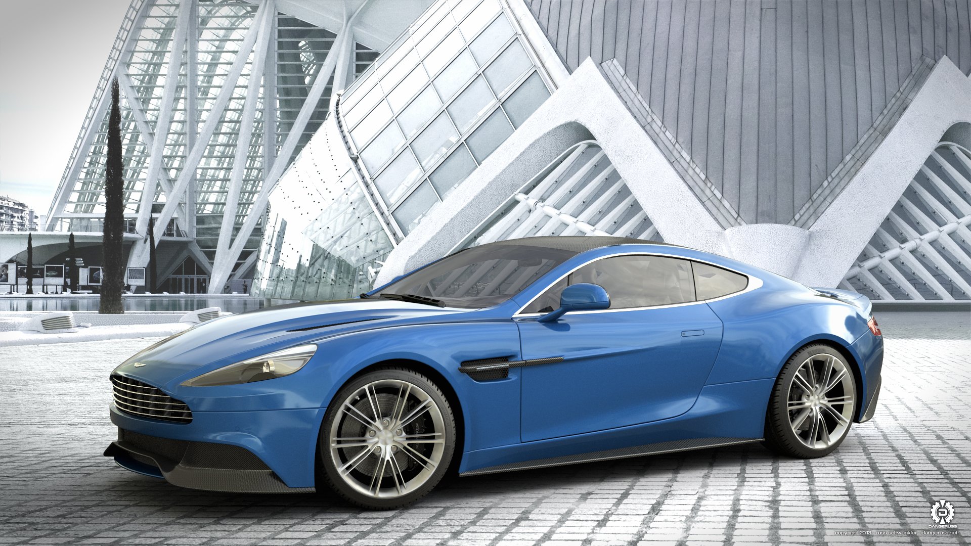 aston martin vanquish blue profile by dangeruss vankvish