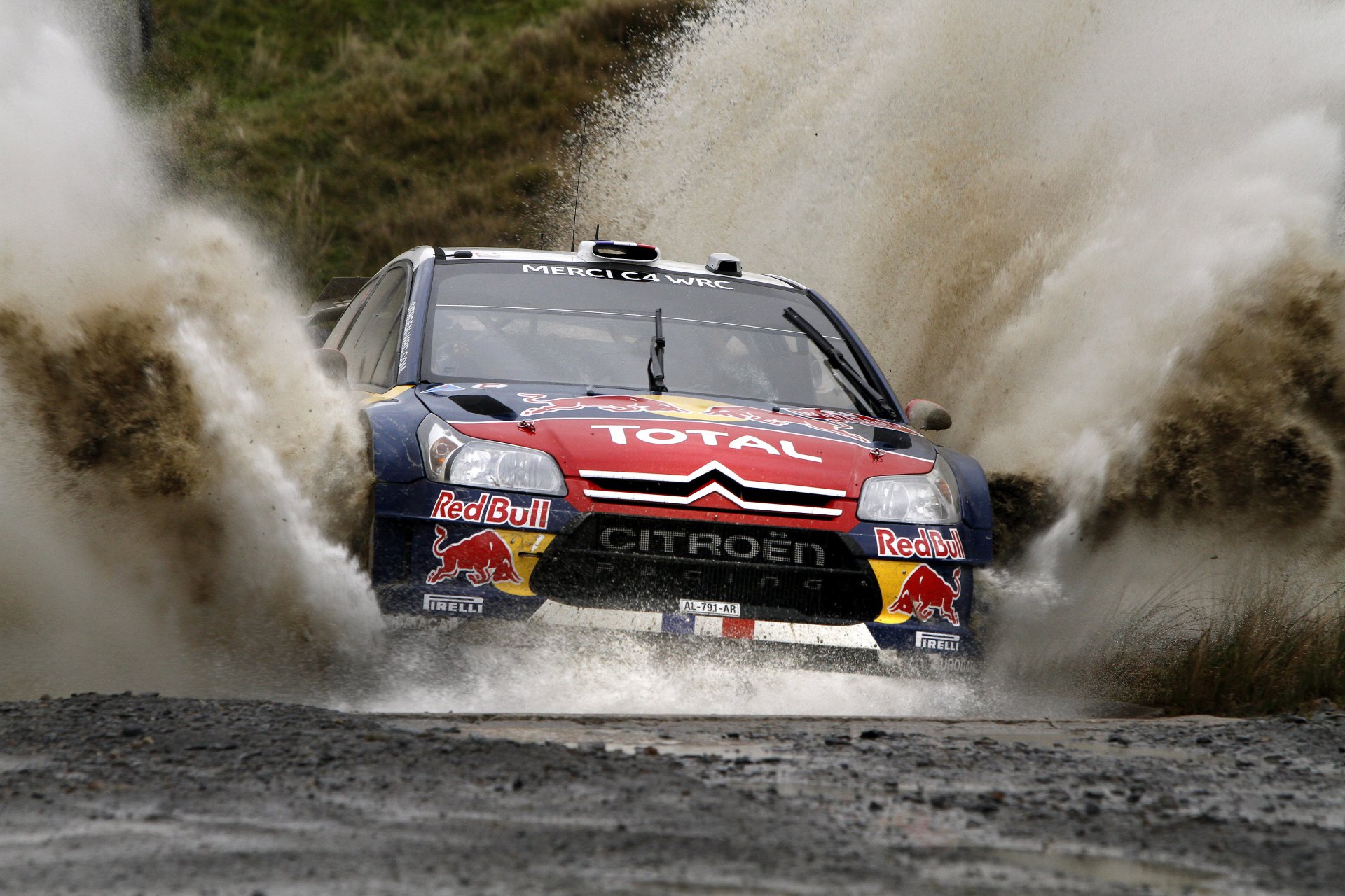 citroen ds3 rally wrc red bull light water spray race