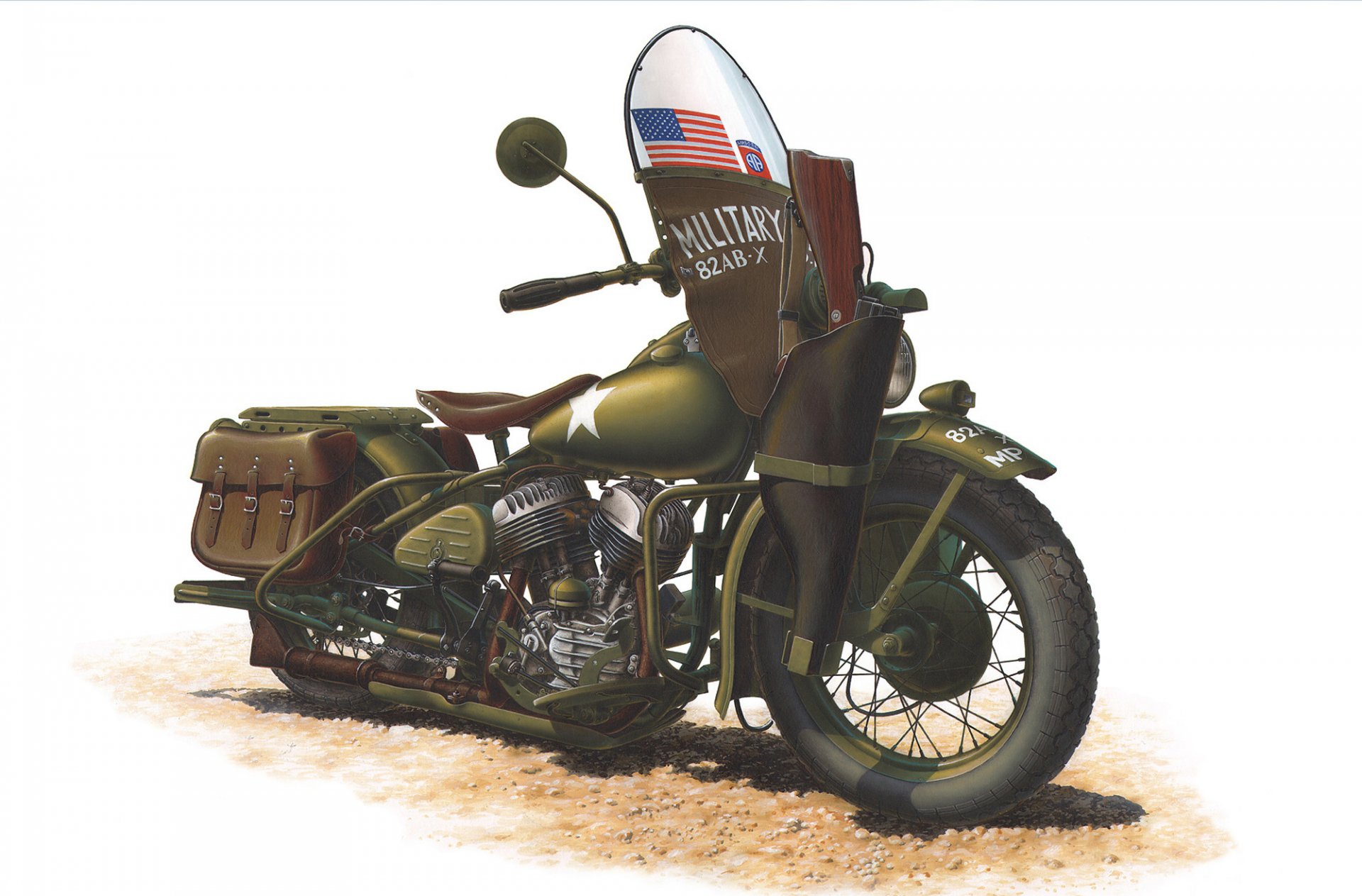 art american bike harley-davidson wla model 1942 . flowers khaki had v- shaped two-cylinder engine to volume cylinders cubic inches equipped military was major vehicles means the us men