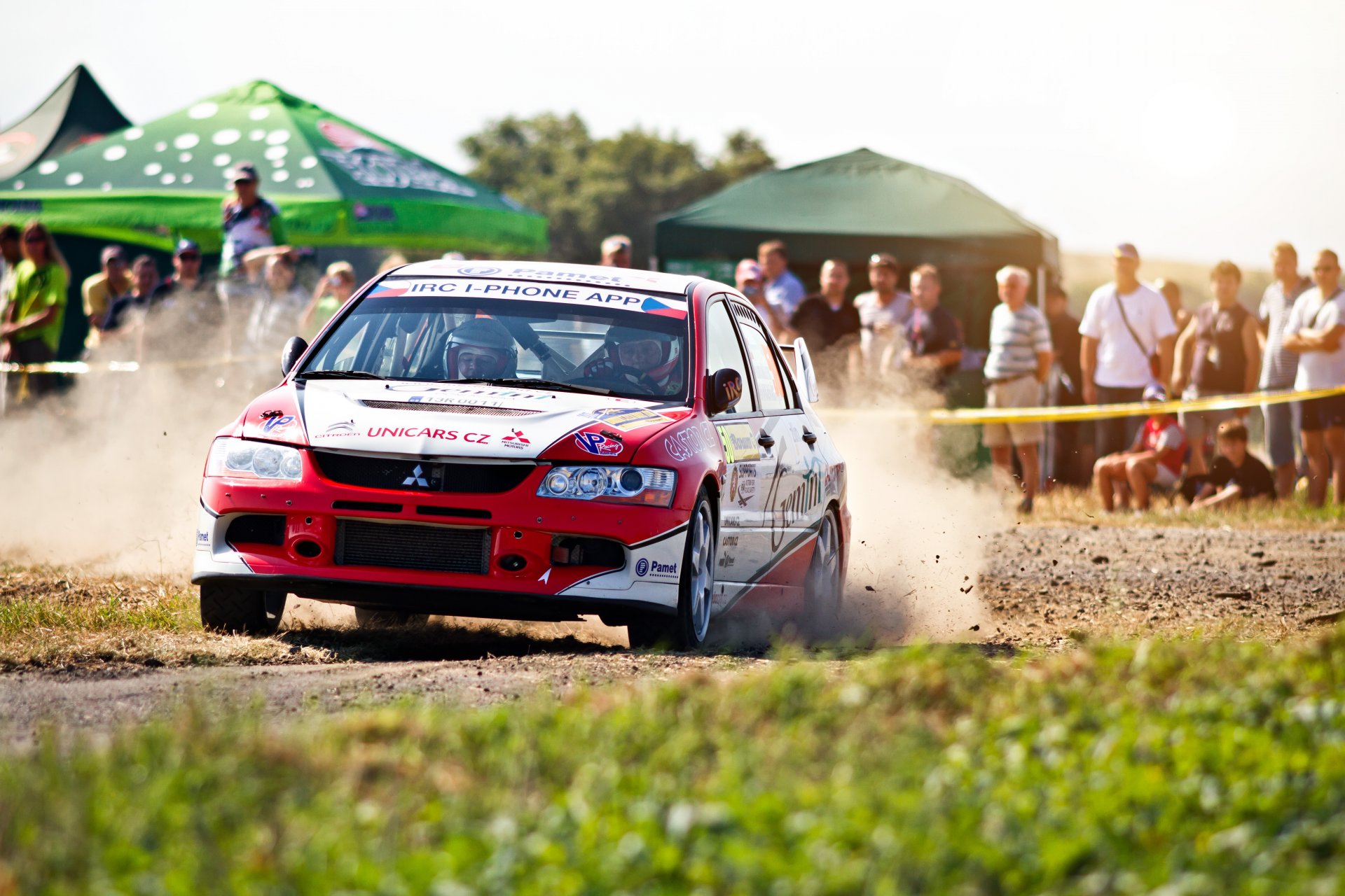 mitsubishi lancer evolution wrc rally car sports front people race