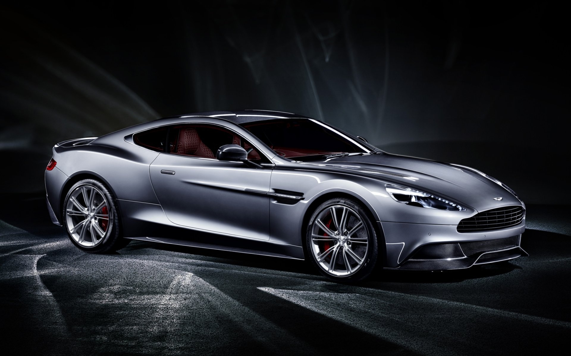 aston martin vanquish vankuish supercar grey front twilight background
