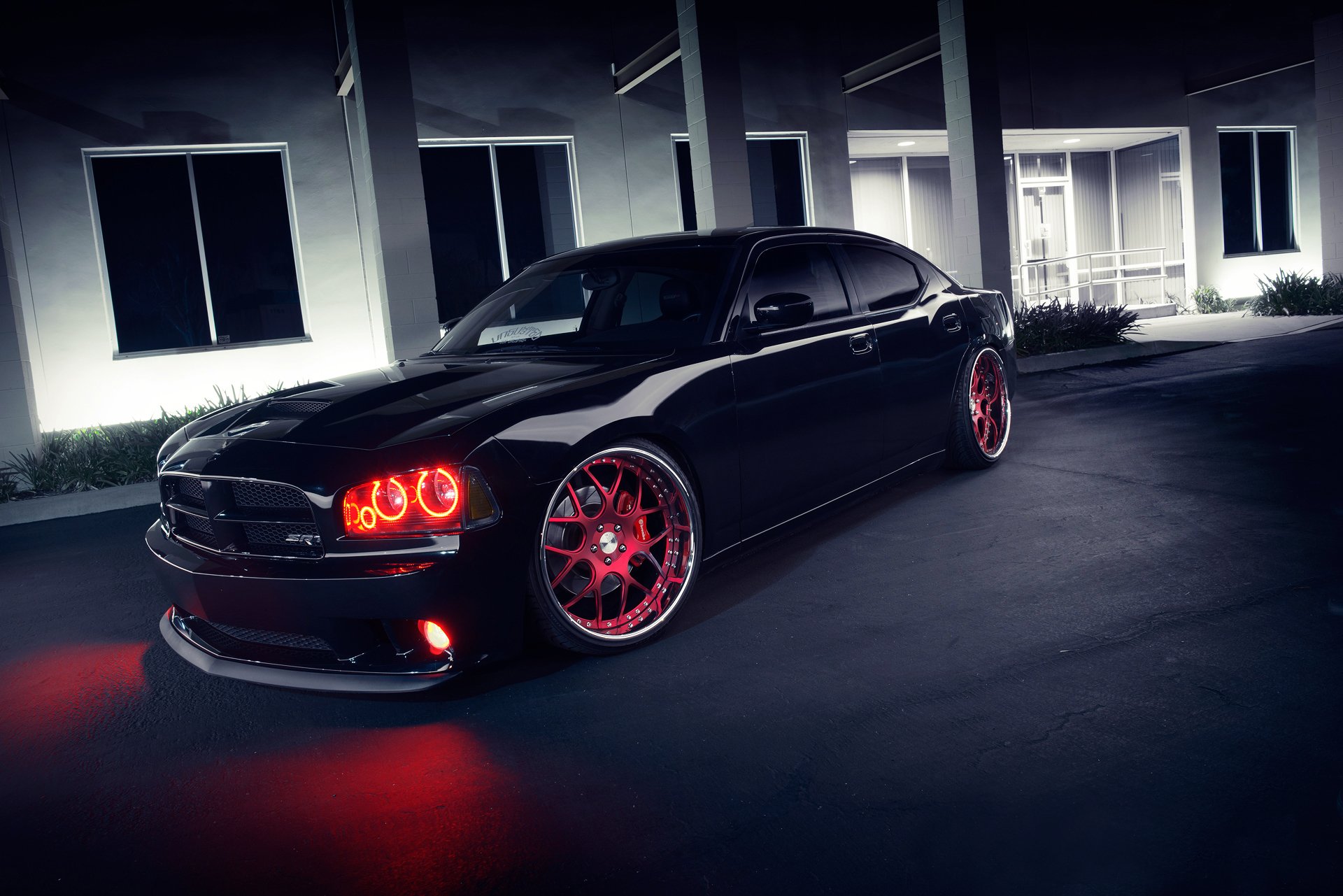 dodge charger srt8 red drives light by avantgarde wheels