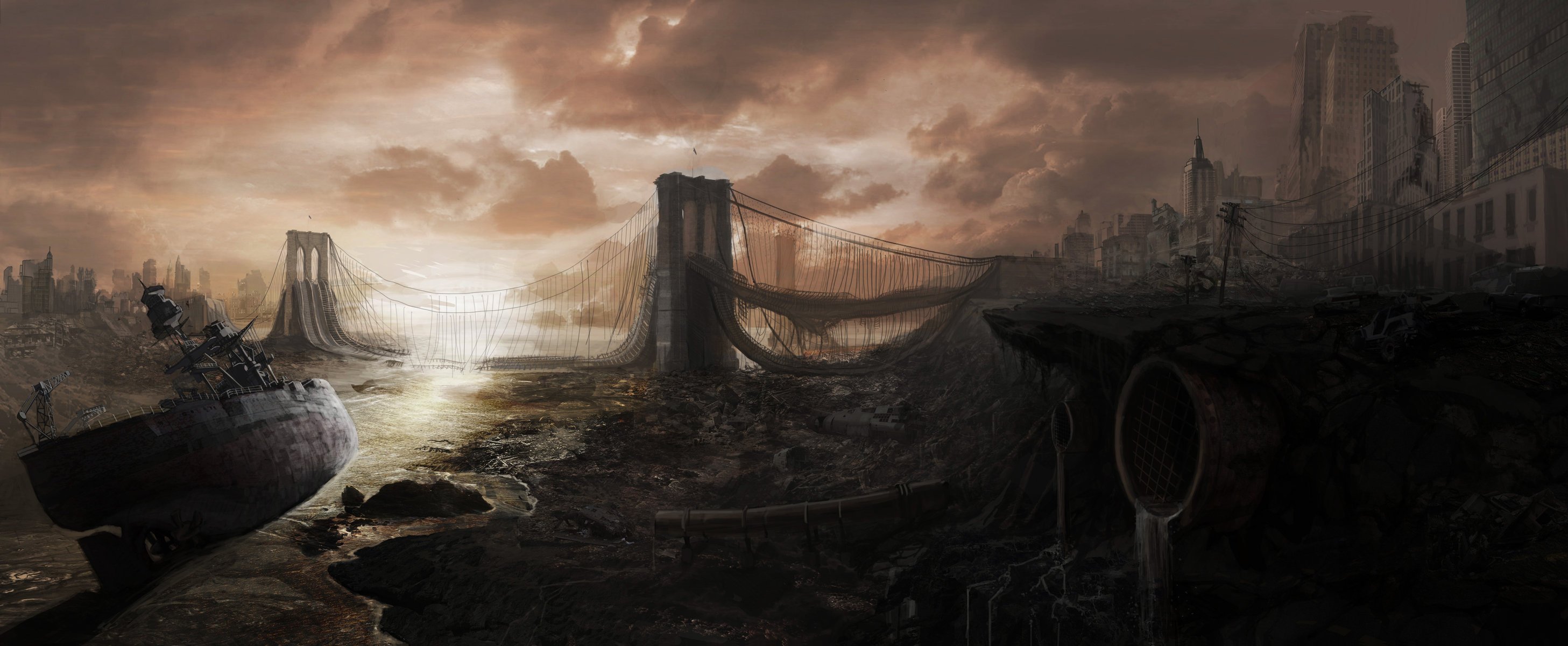 Ruins and destruction after a powerful apocalypse