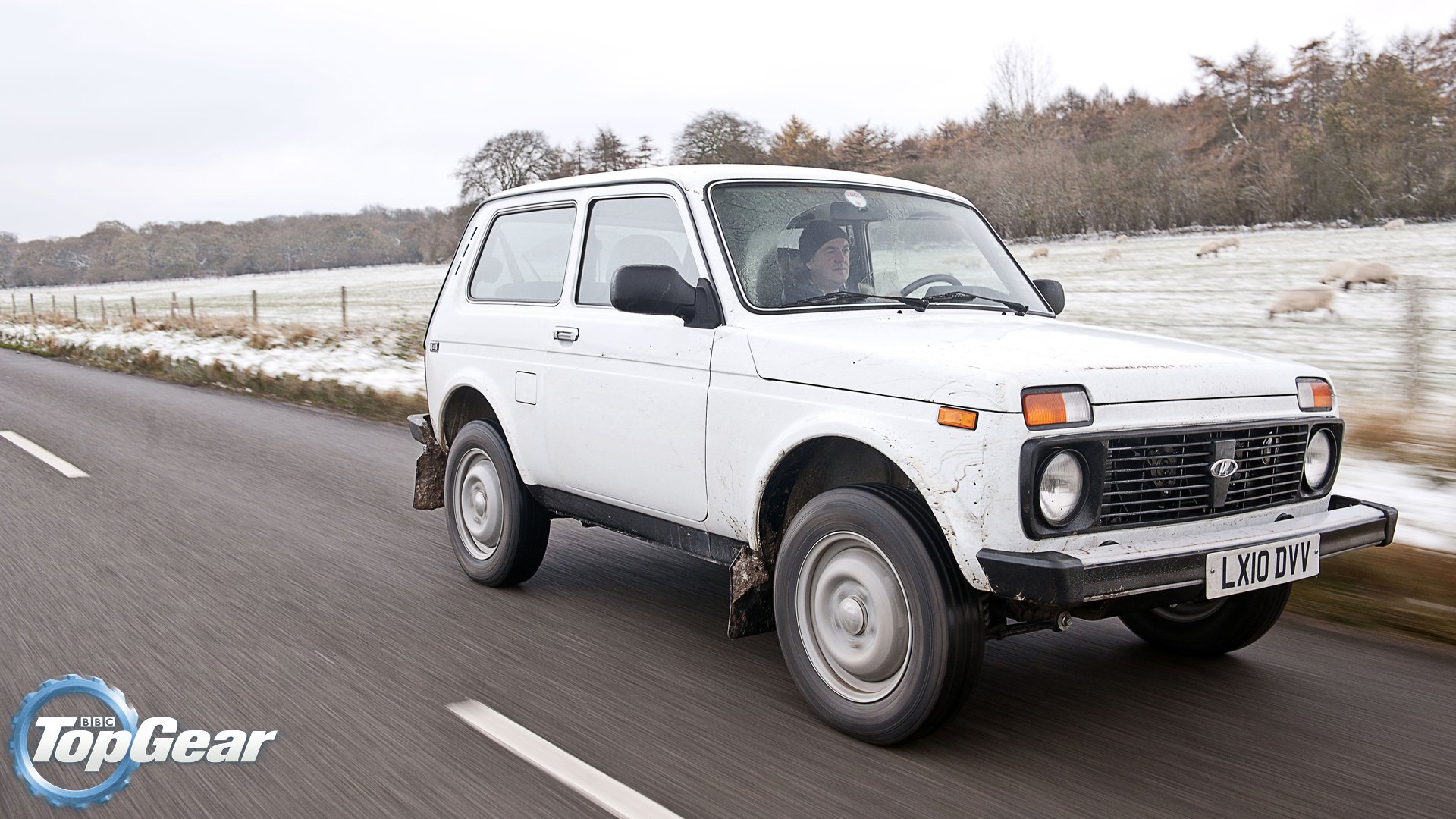 top gear the highest gear the best tv show lada 4x4 export edition niva jeep suv front white road tree james may