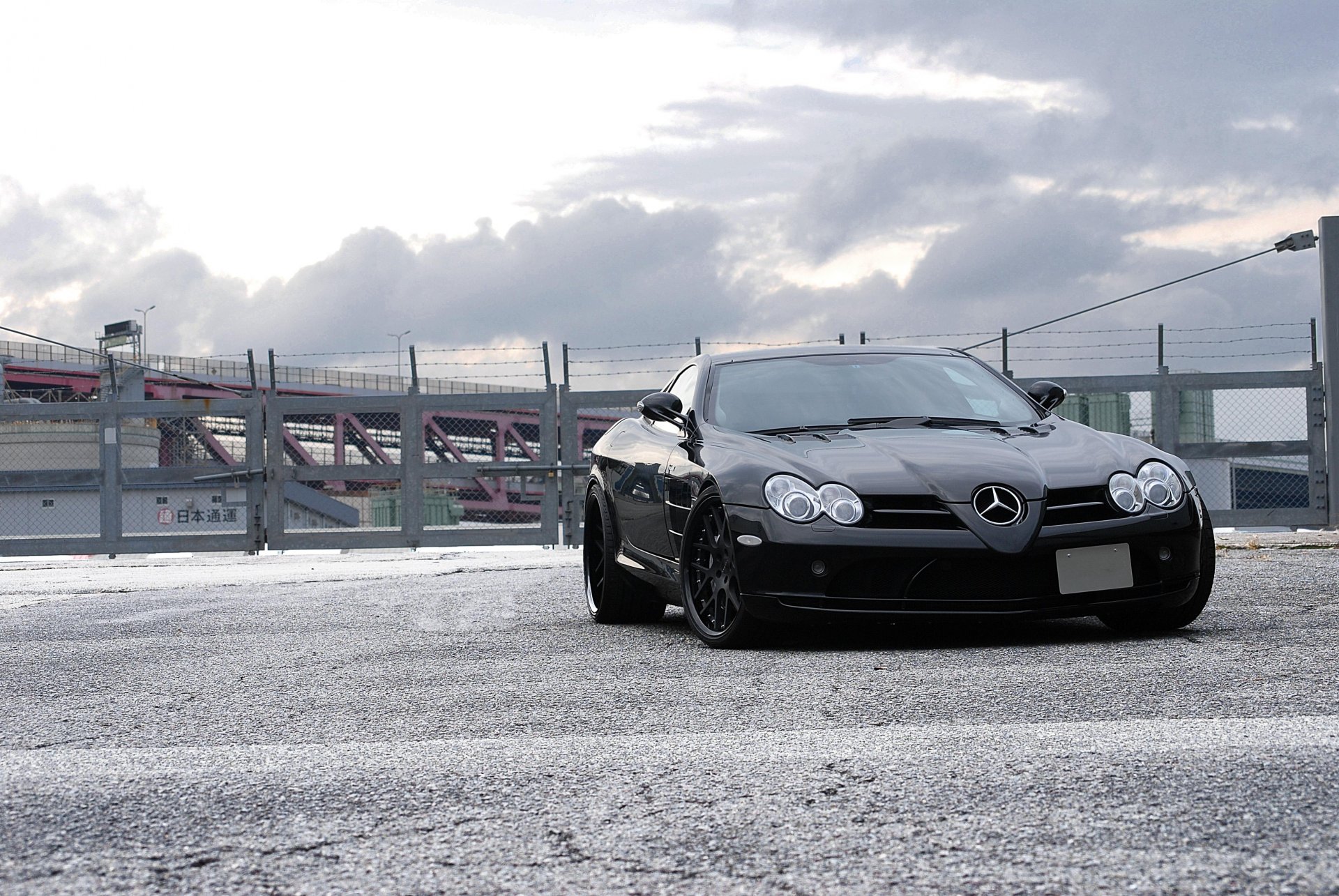 mercedes benz slr mclaren black sky clouds mercedes-benz mclaren view