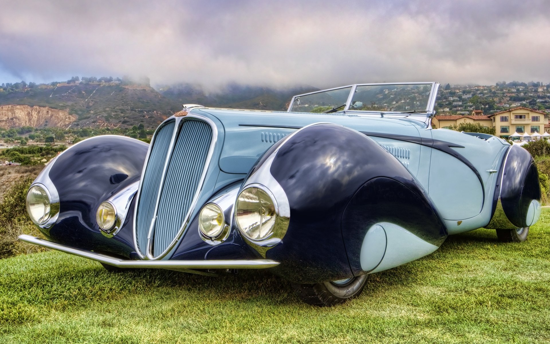 delahaye 135m cabriolet by figoni & falaschi 1937 cases convertible front retro beautiful machine sky background