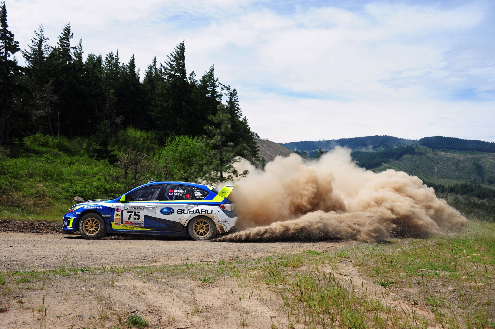 subaru rally dust forest hills sports race car machine drift rotation day