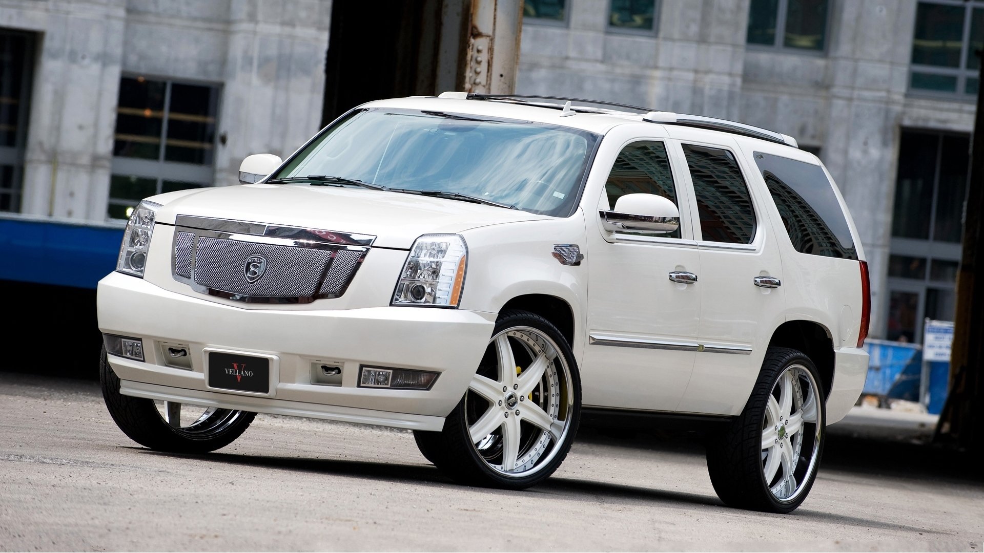 cadillac escalade white wheels tuning drives toning building window