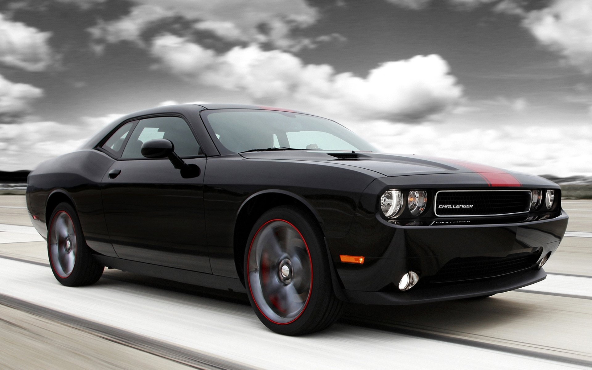 dodge challenger rallye redline chelenzher front muscle car tuning sky clouds