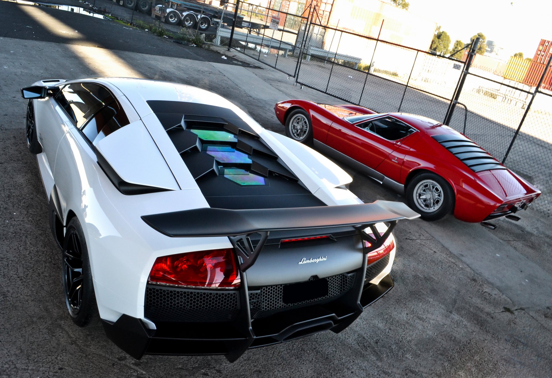 lamborghini murcielago lp670-4 sv white miura red murselago top view fencing