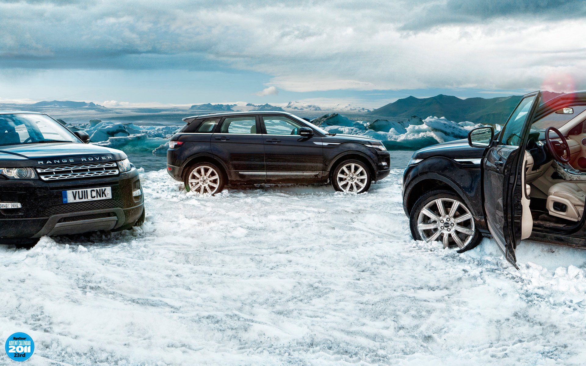 top gear advent calendar 23th the highest gear land rover range rover evoque ranged rover ewok crossover snow sky clouds