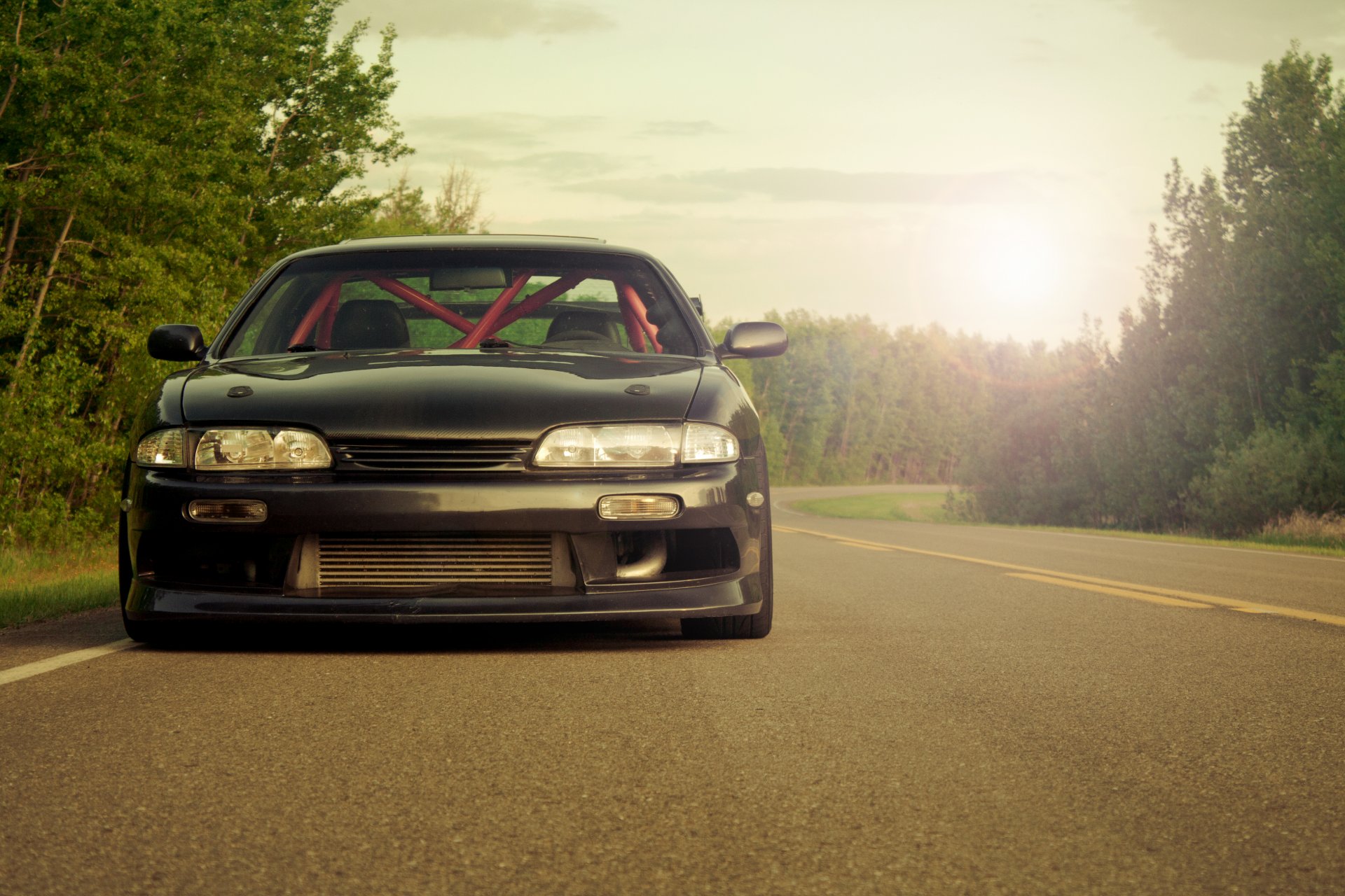auto cars nissan s14 nissan s14 tuning cars wallpapers auto cars wallpapers view from the front light road nature wallpapers