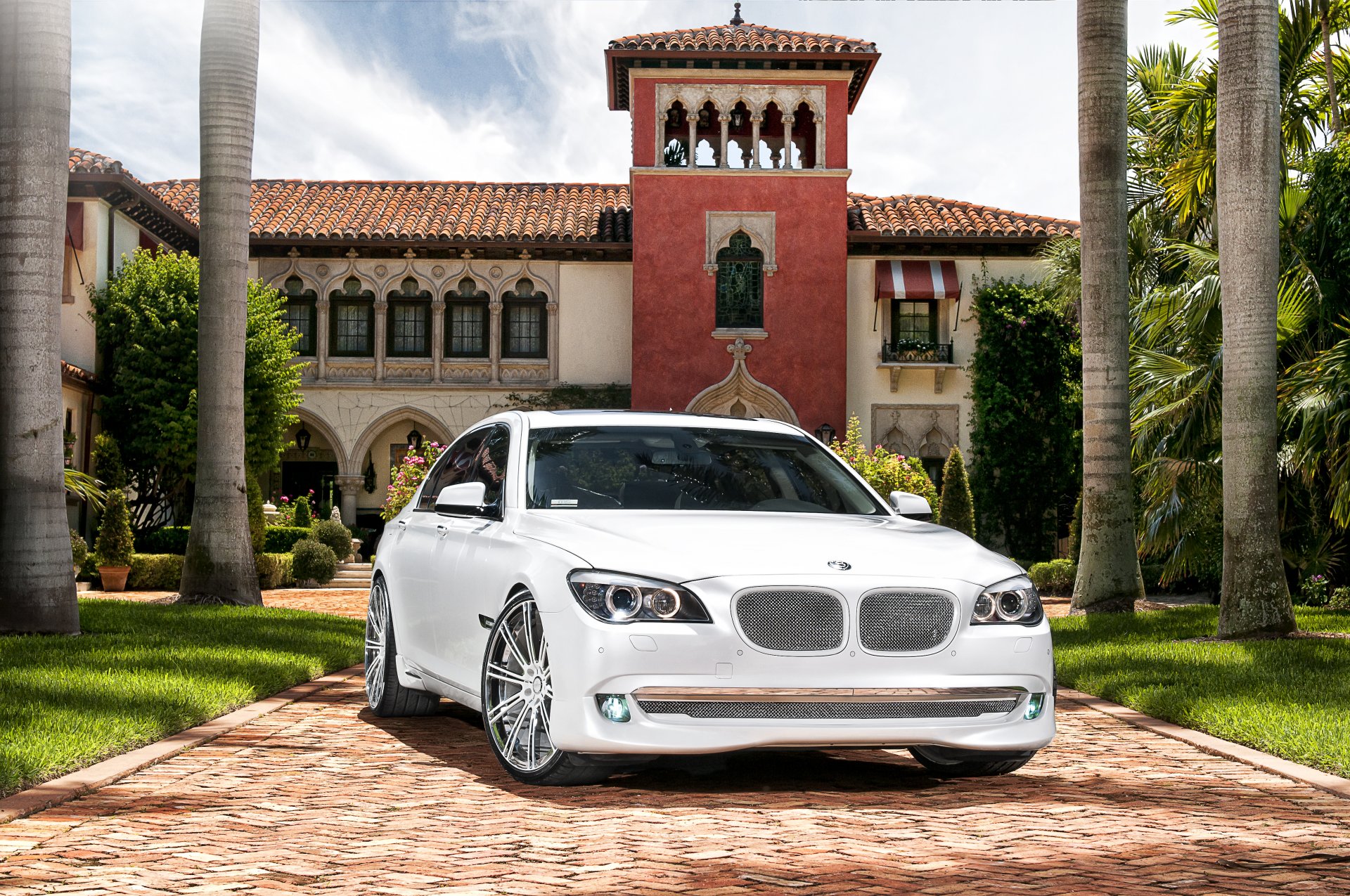bmw 7 series 750li seventh series seven white tuning house tree sky