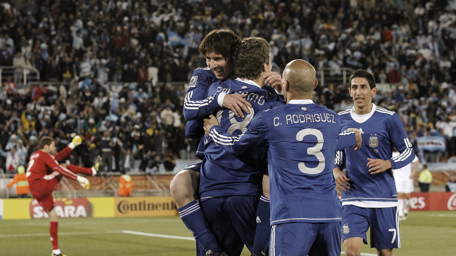 Joyful players of Argentina after scoring a goal