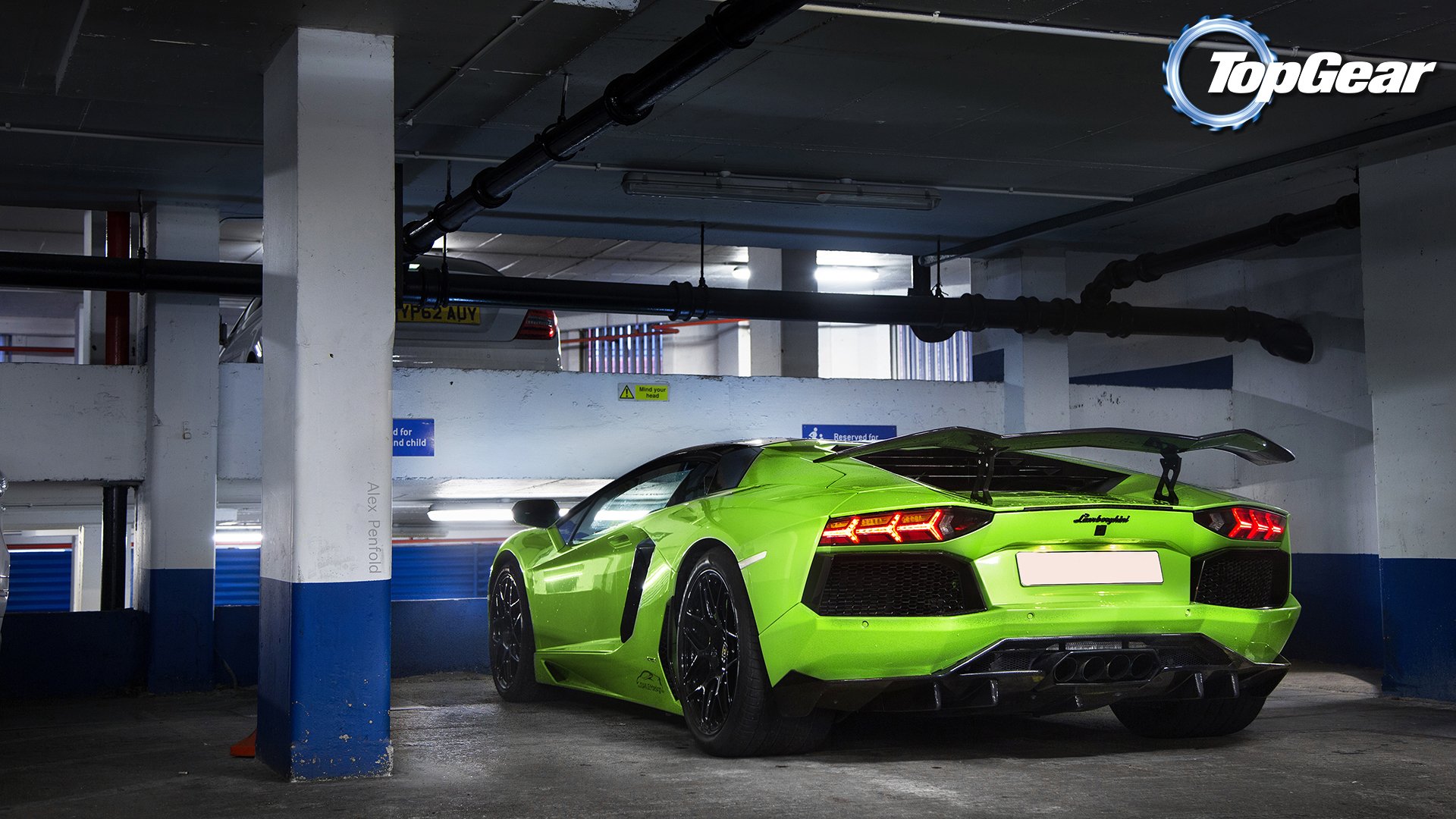 top gear the highest gear the best tv show lamborghini aventador rear view parking background