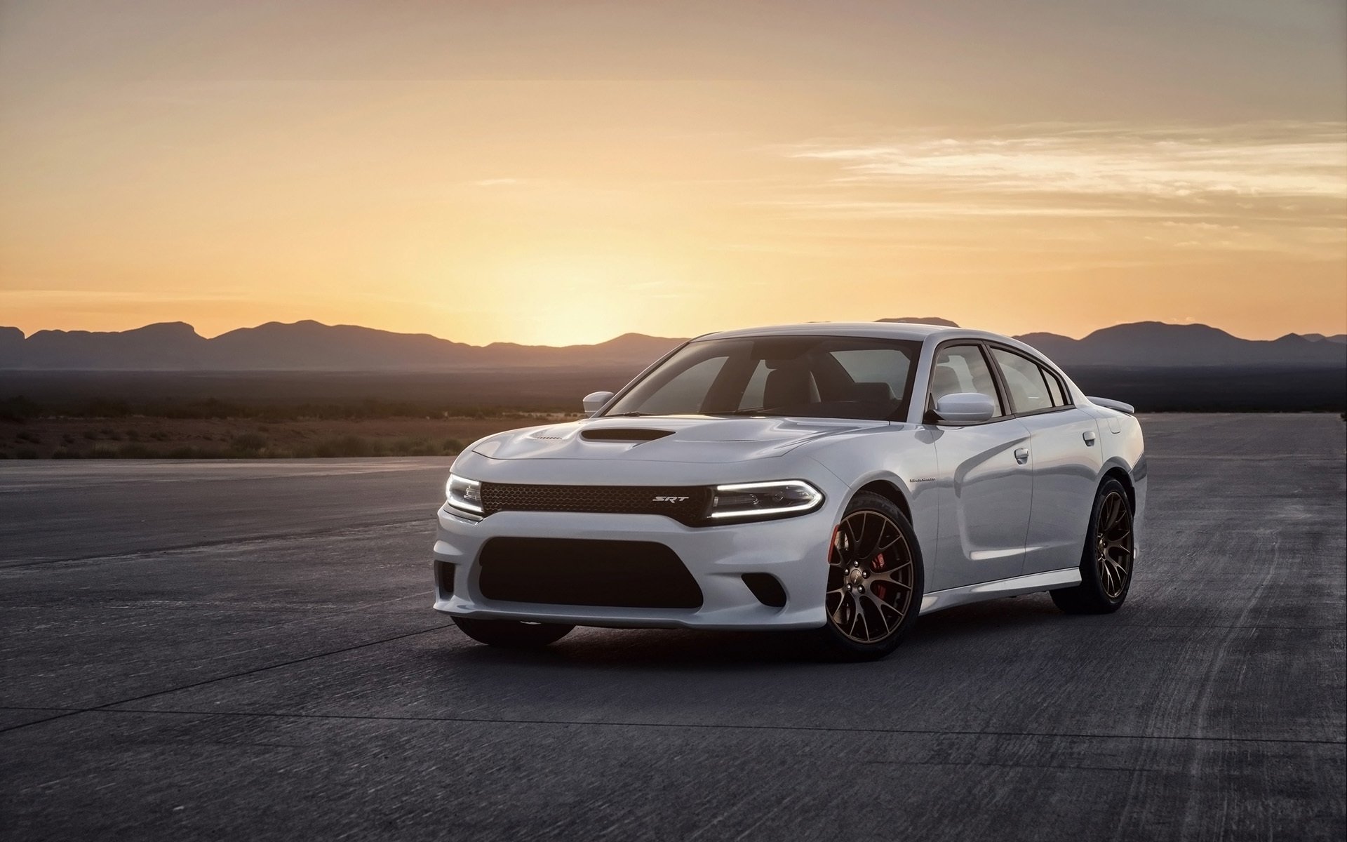 dodge charger srt hellcat chardzher front mountain background