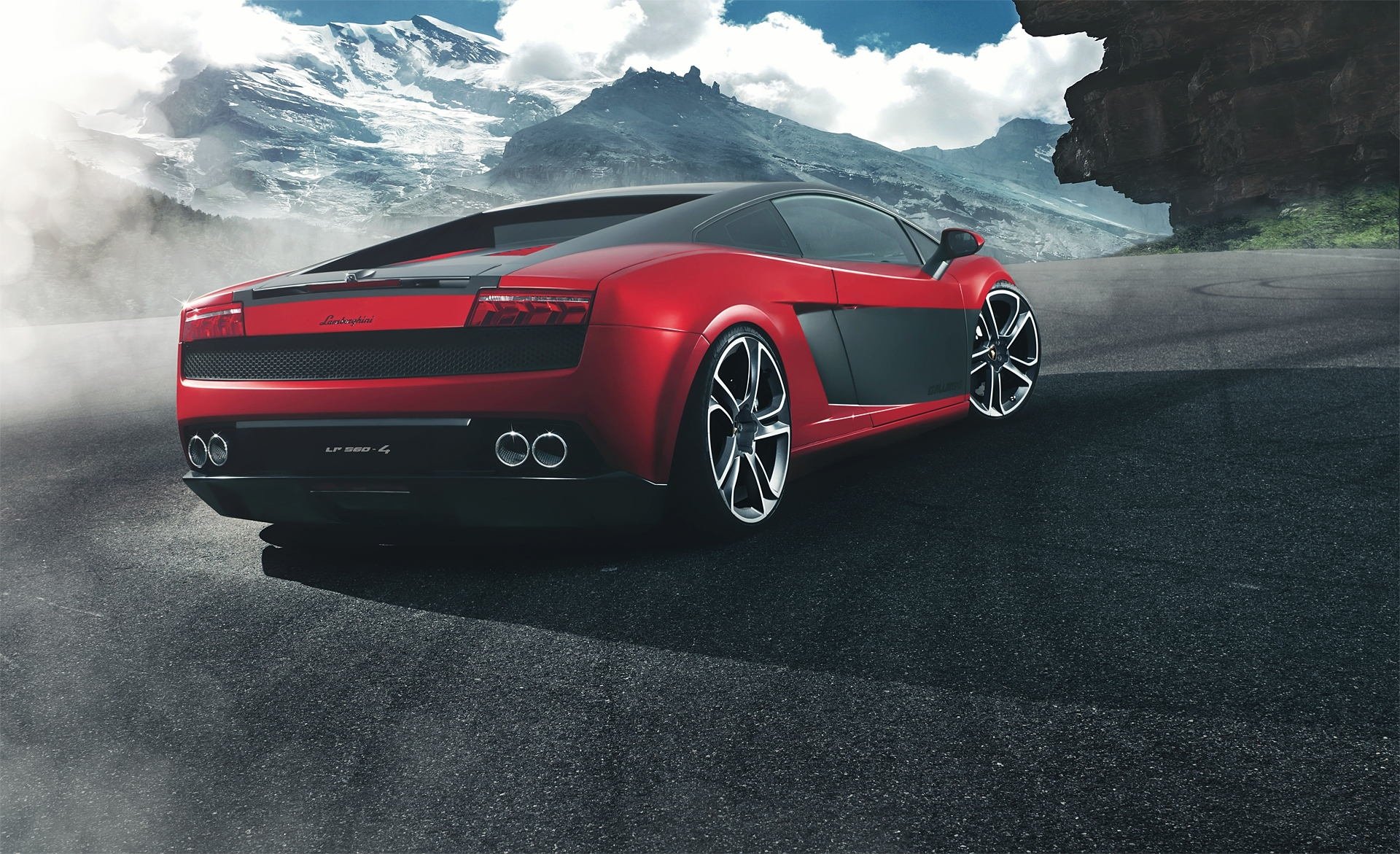 lamborghini gallardo lp 560-4 red rear fernandez world photography mountain