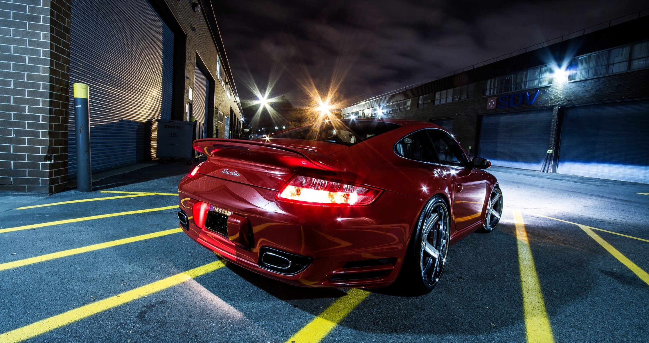 porsche 997tt machine car red night bumper asphalt