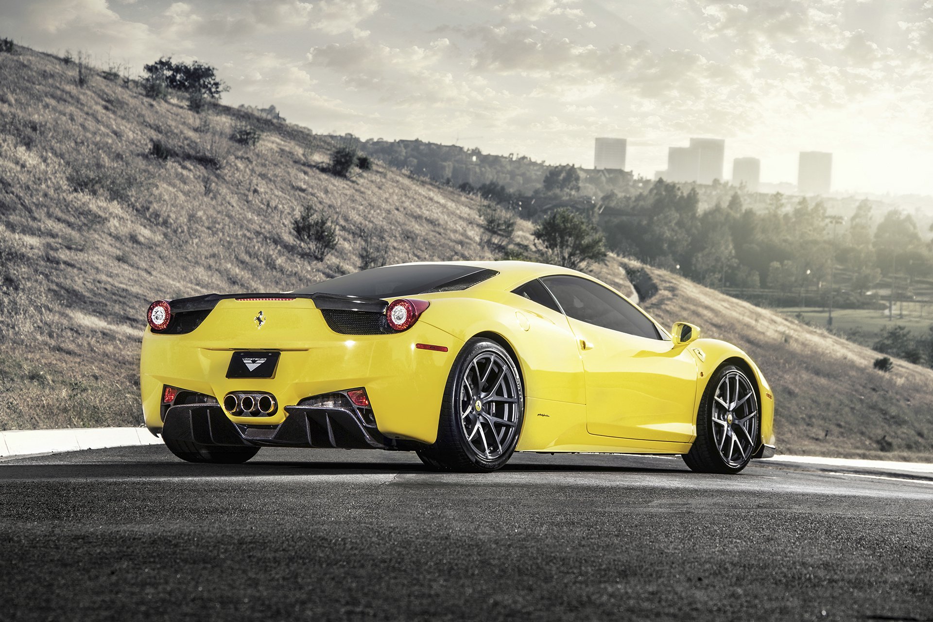 ferrari 458 italia vorsteiner italy yellow a side view supercar vehicles road