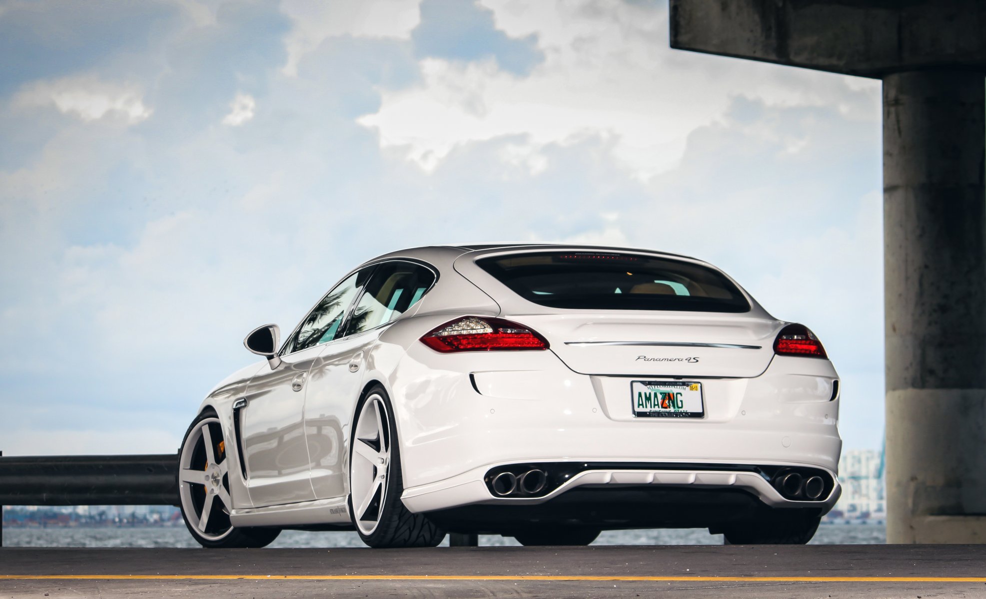 porsche panamera car machinery tuning sky clouds drives