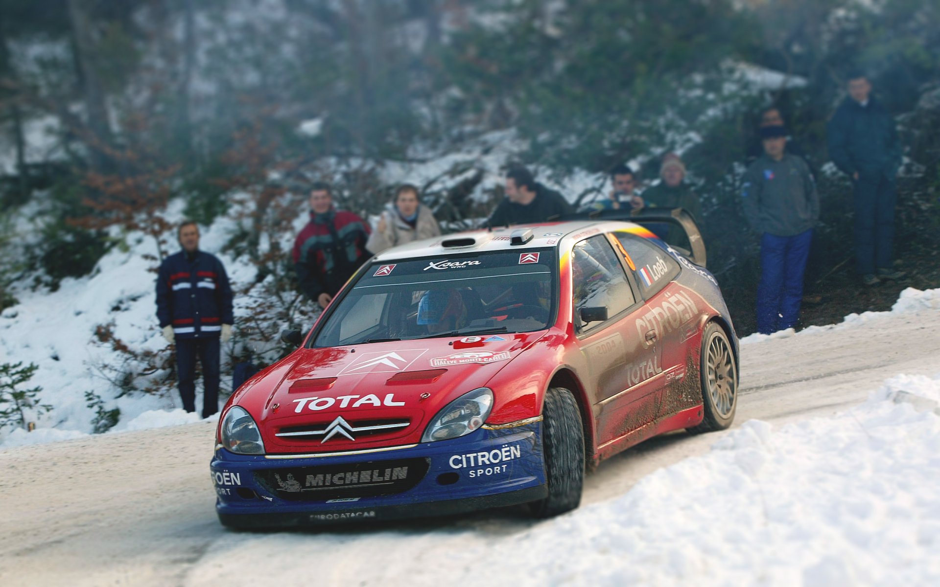 citroen xsara wrc rally car machine sports race red winter rotation snow