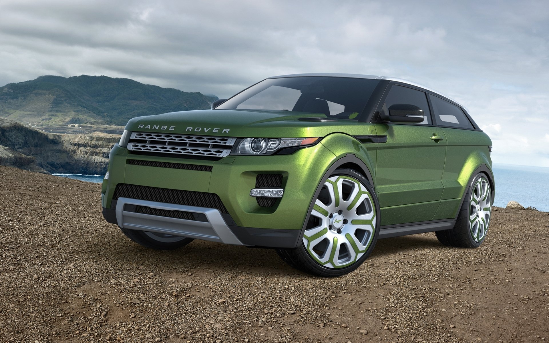 land rover range rover evoque green car avto ewok machine
