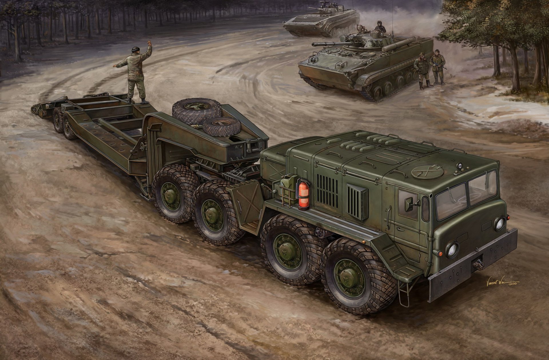 art transporter tractor maz- 537 military a four truck to car is set 12- cylinder diesel engine d- 12a - 525a is transportation goods weight 50 tons loading bmp-3 russia vincent wai.