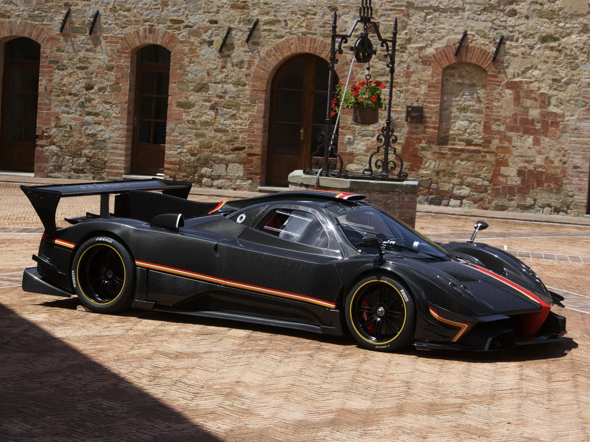 pagani zonda revolucion probe revolution supercar sportb car black wall doors street .